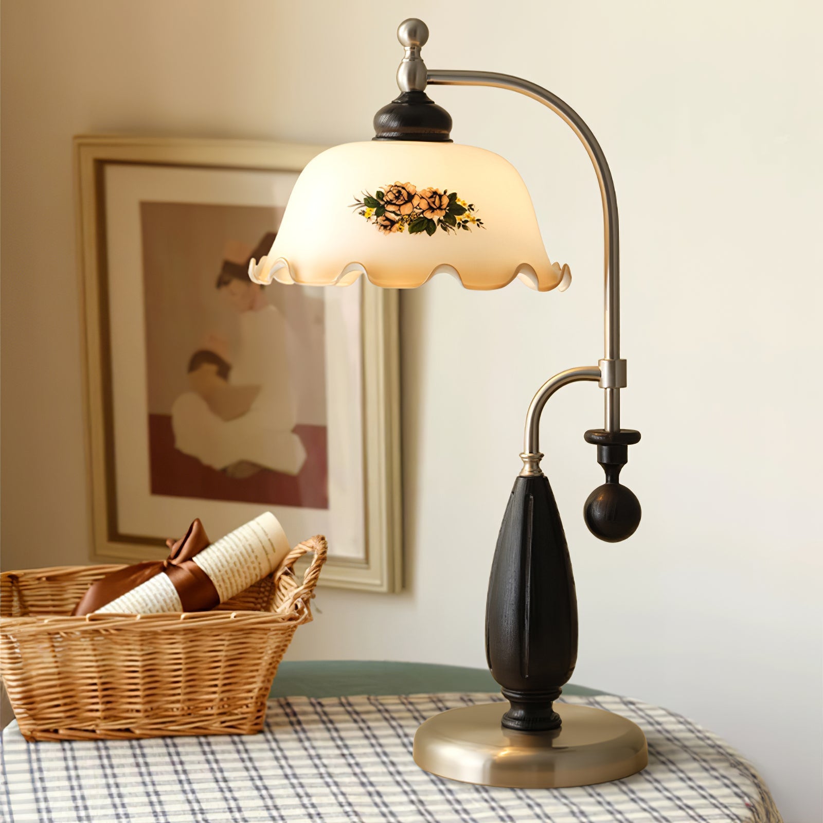 Caspian Wood Vintage Table Lamp-Neutral Decor