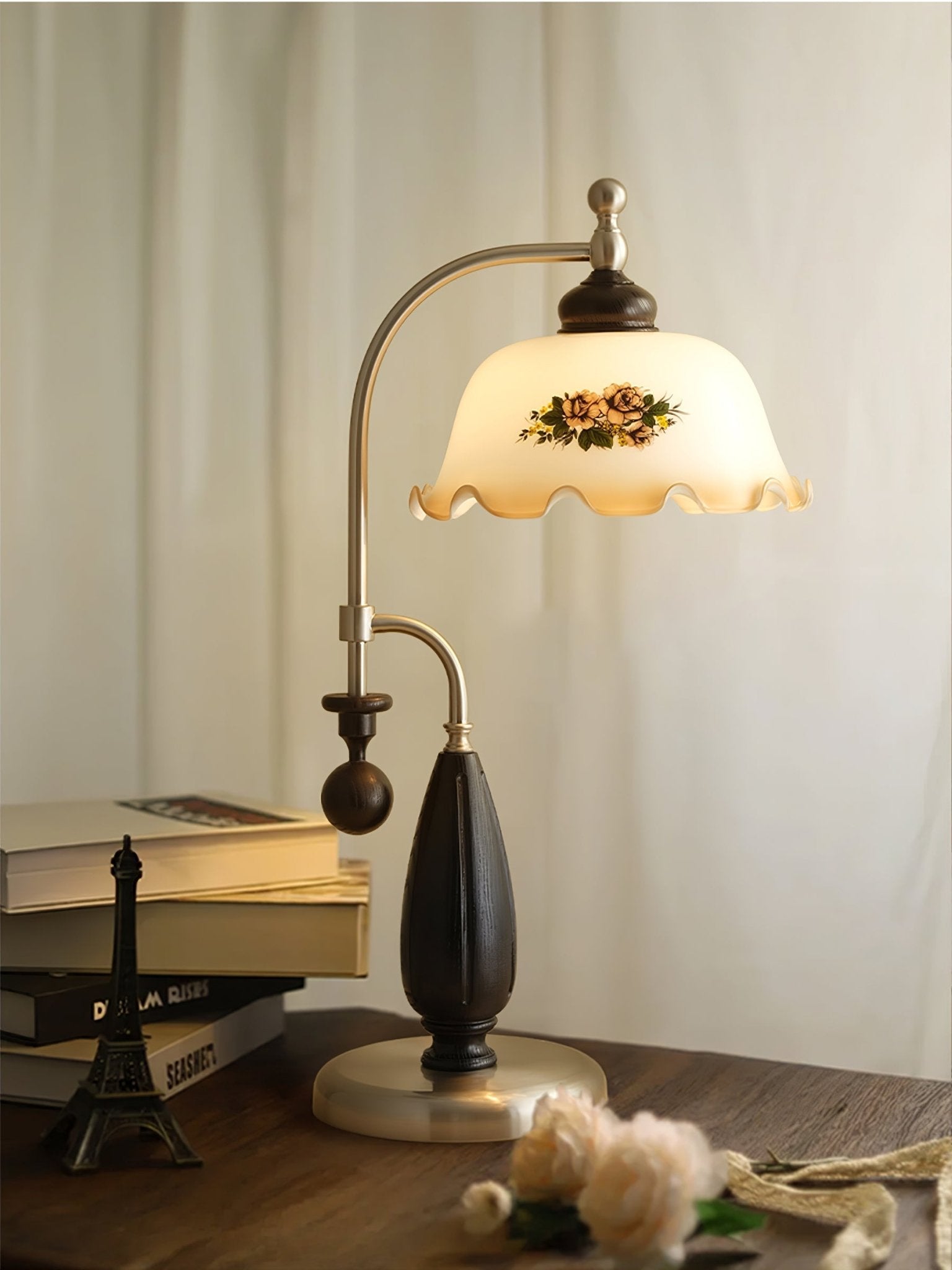 Caspian Wood Vintage Table Lamp-Neutral Decor