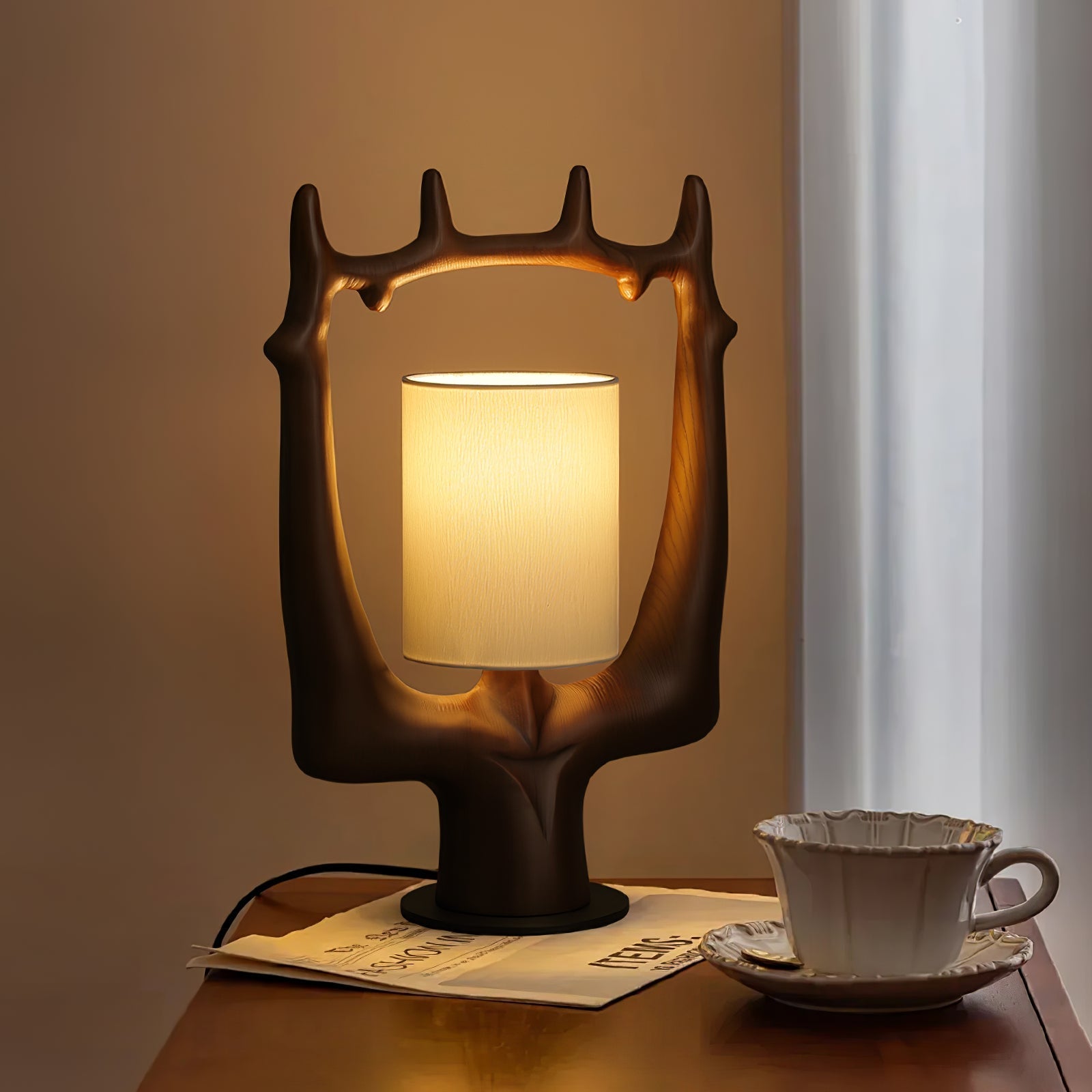 Roise Nature Wood Table Lamp-Neutral Decor