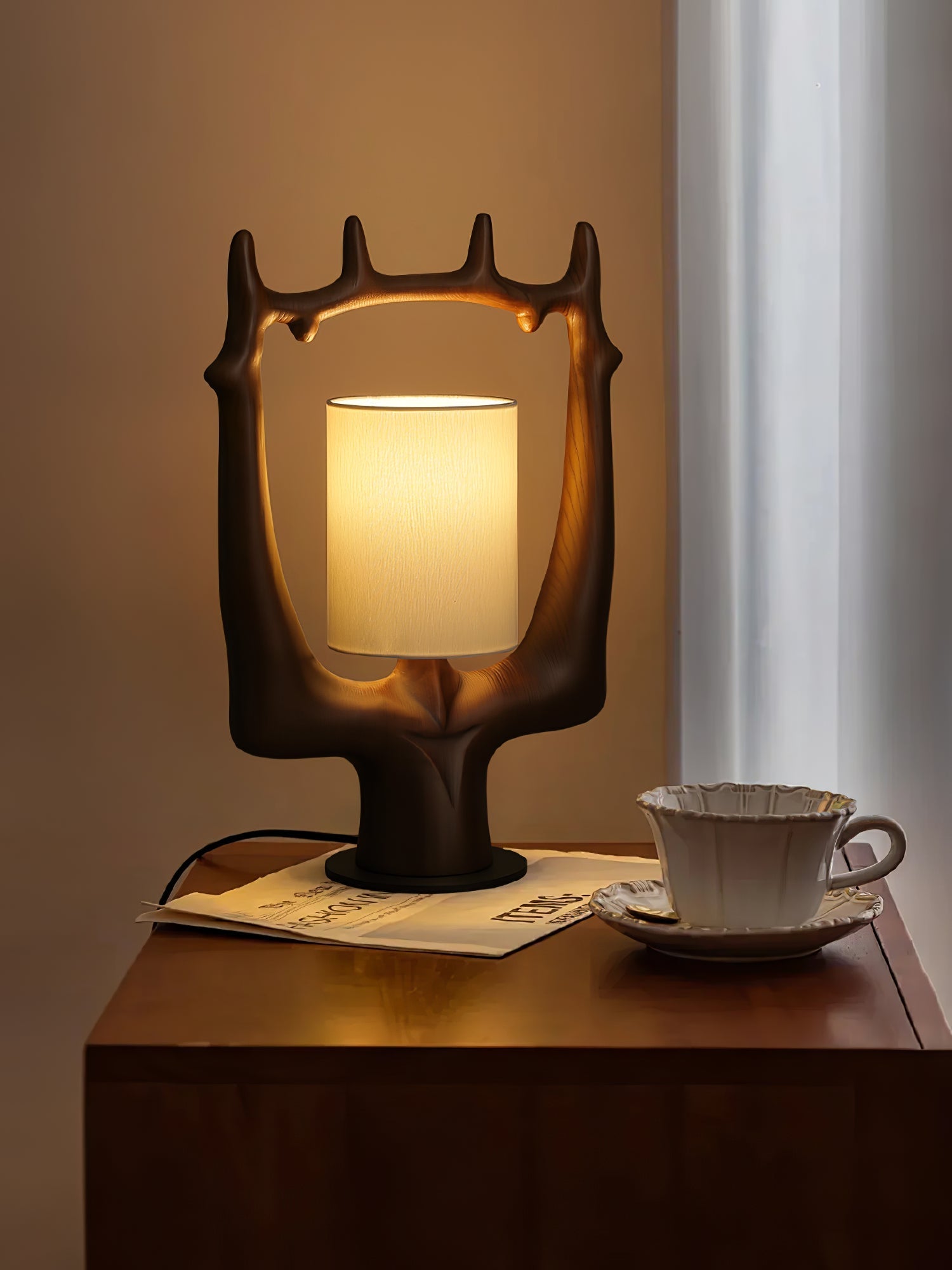 Roise Nature Wood Table Lamp-Neutral Decor