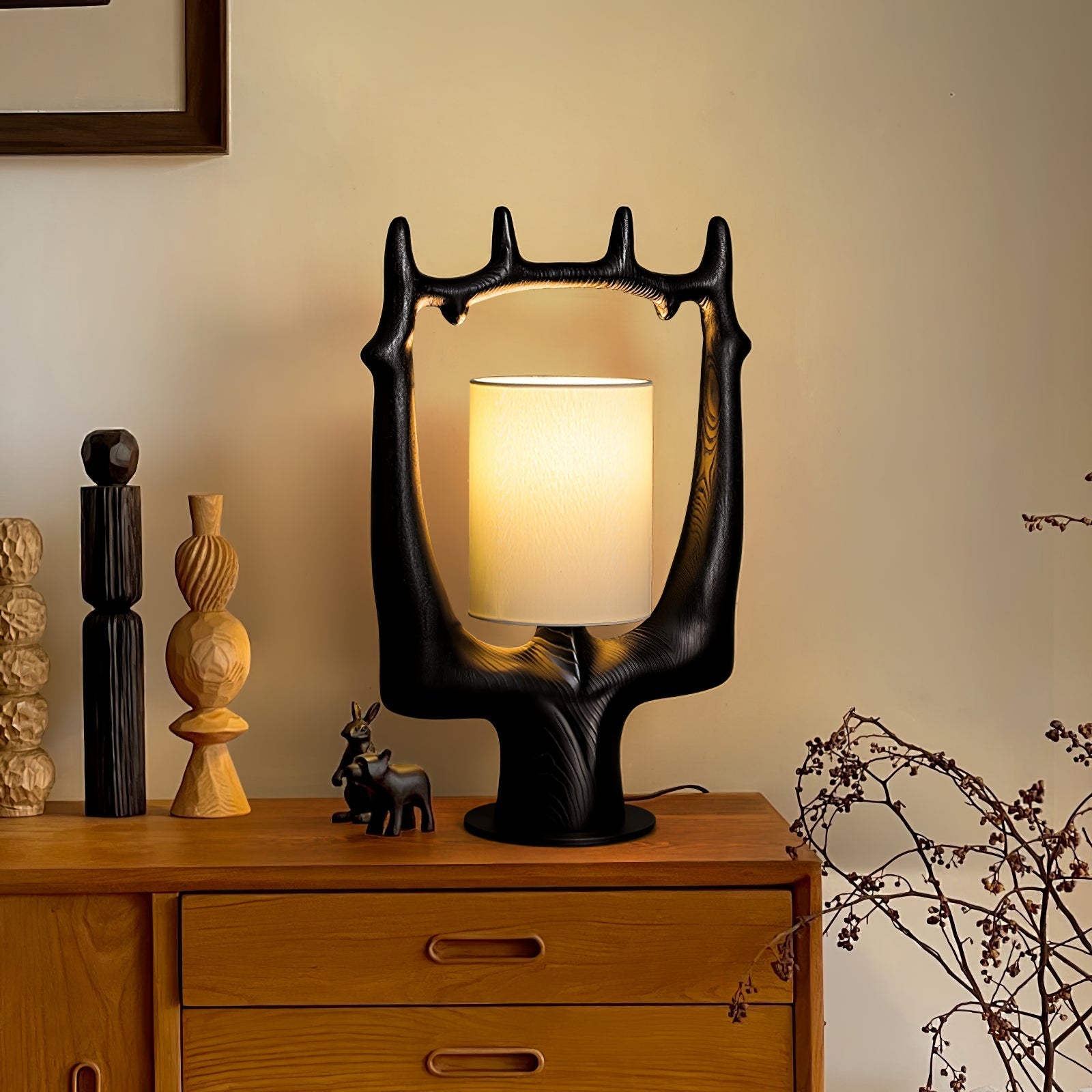 Roise Nature Wood Table Lamp-Neutral Decor