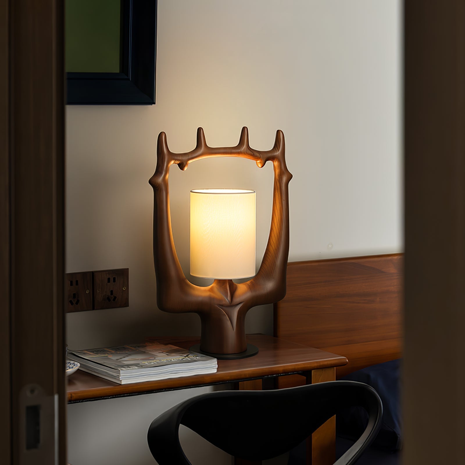 Roise Nature Wood Table Lamp-Neutral Decor