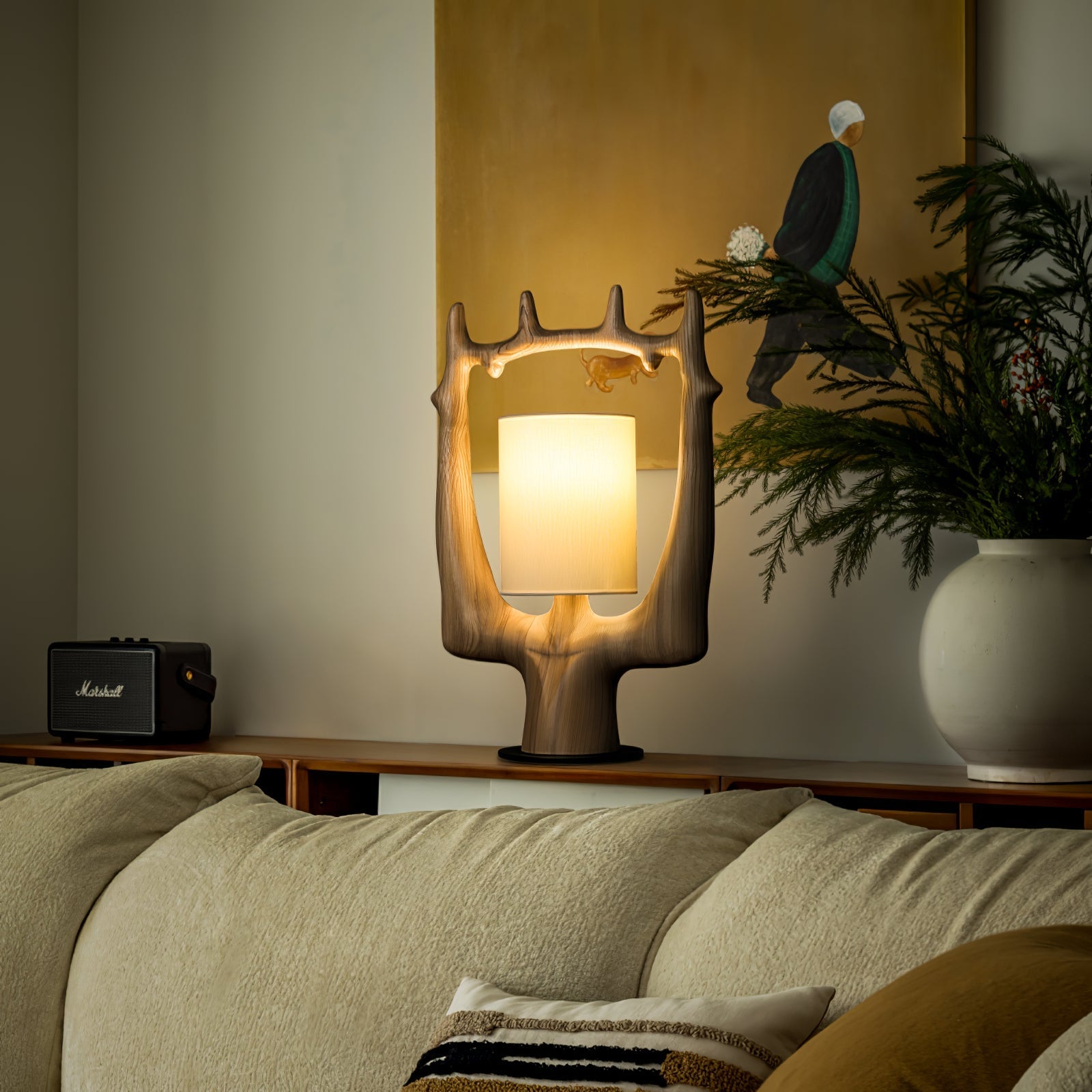 Roise Nature Wood Table Lamp-Neutral Decor