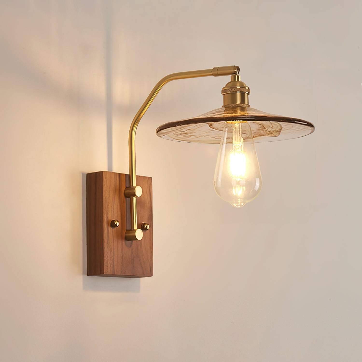 Umeris Elegance Vintage Walnut Wall Lamp-Neutral Decor