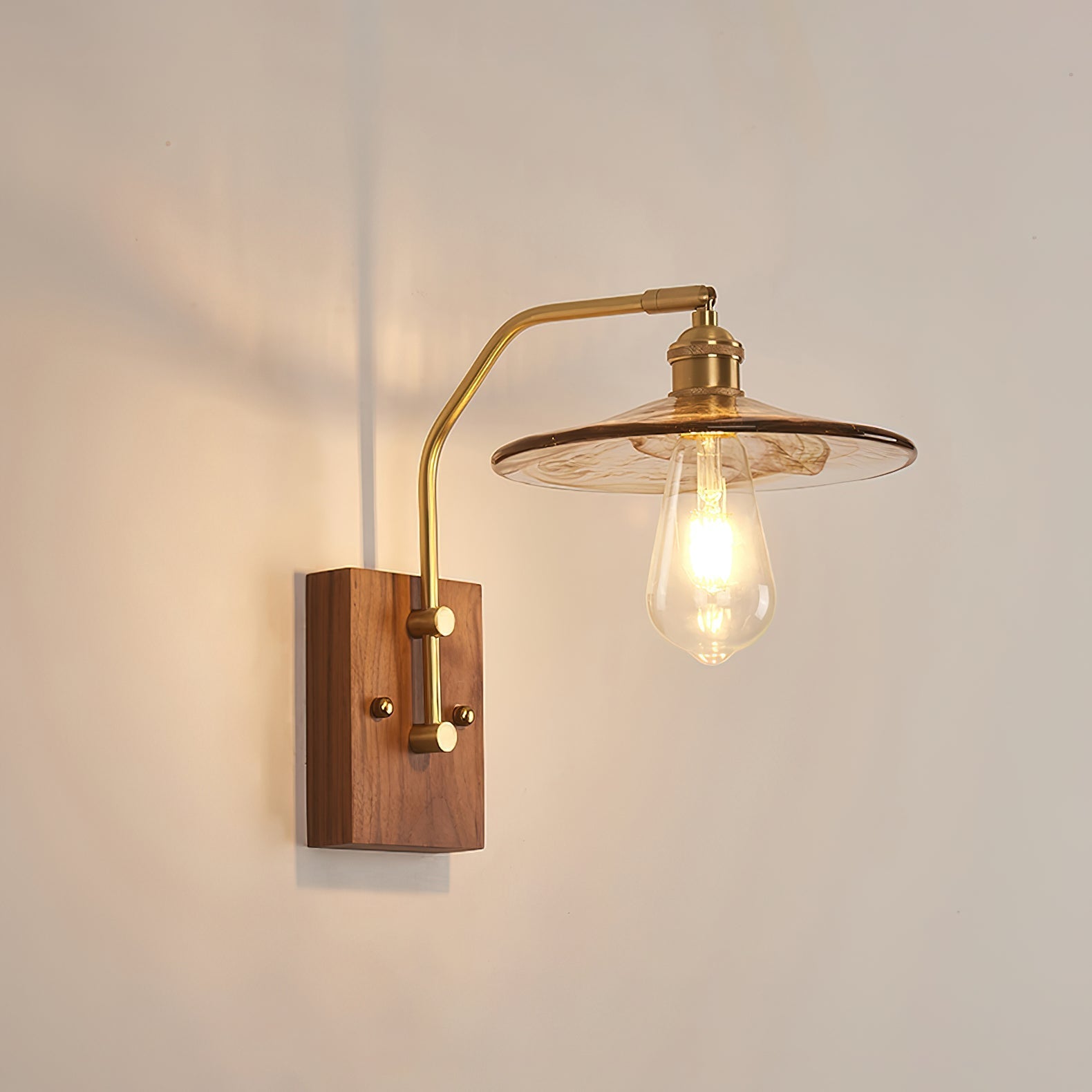 Umeris Elegance Vintage Walnut Wall Lamp-Neutral Decor