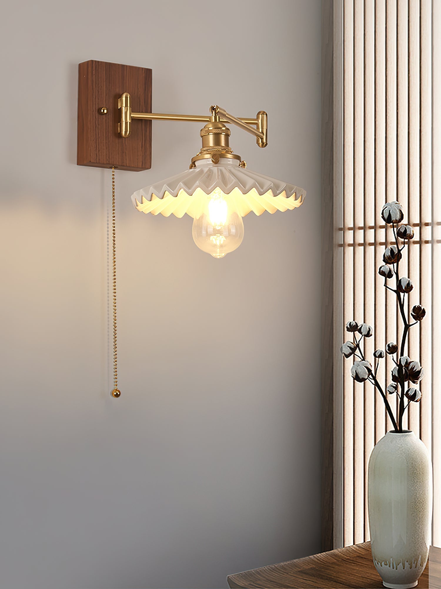 Umeris Elegance Vintage Walnut Wall Lamp-Neutral Decor
