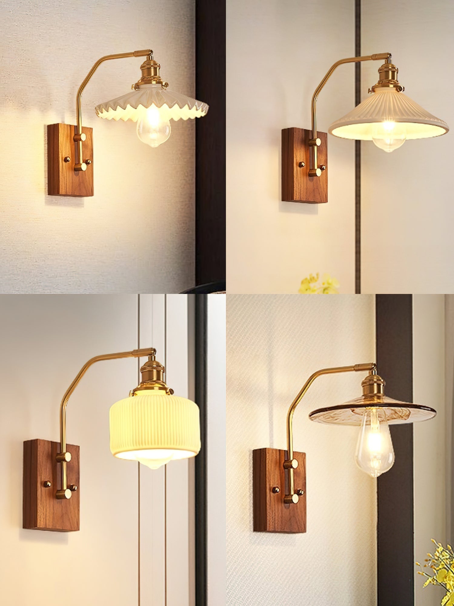 Umeris Elegance Vintage Walnut Wall Lamp-Neutral Decor