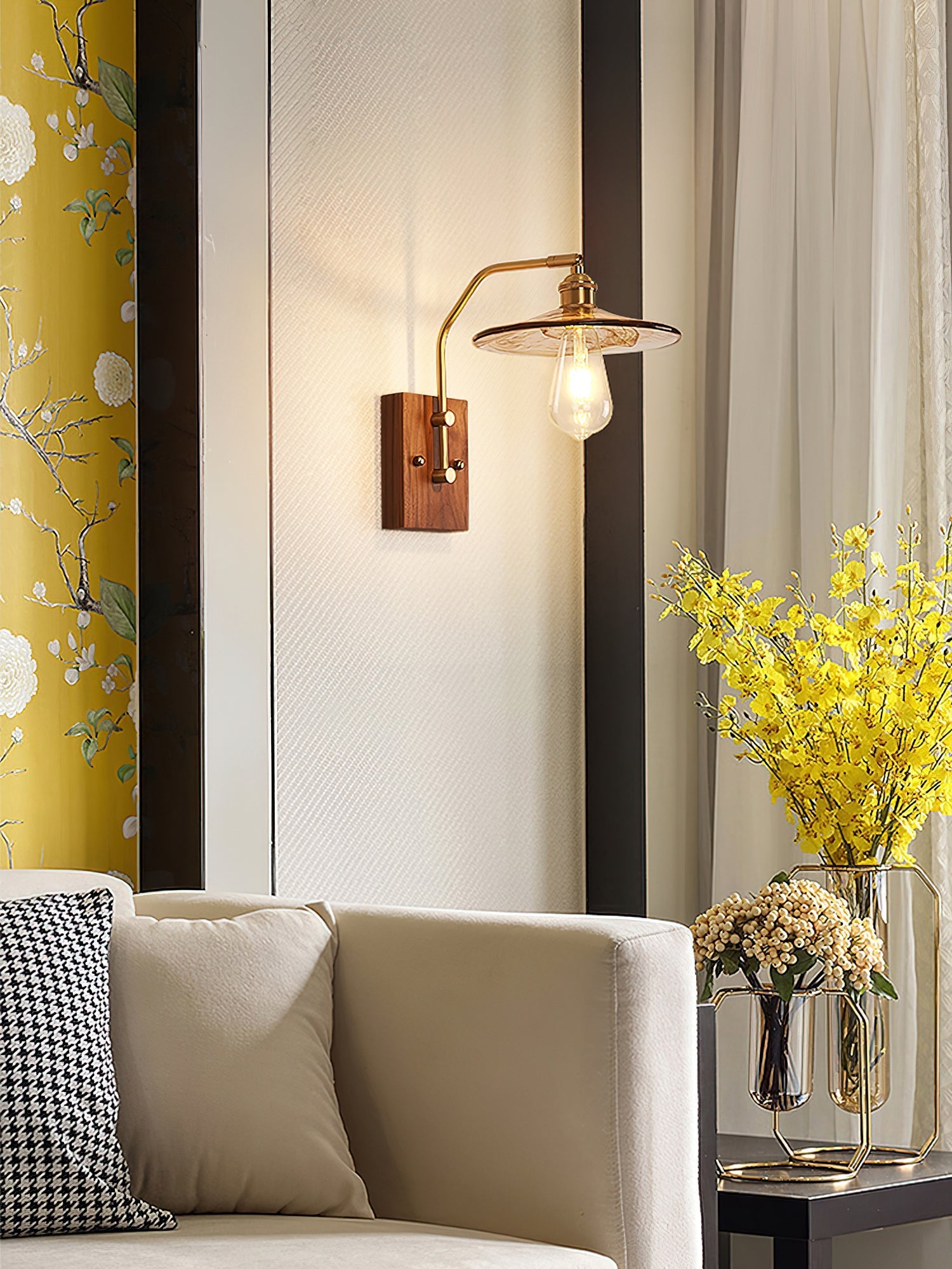 Umeris Elegance Vintage Walnut Wall Lamp-Neutral Decor