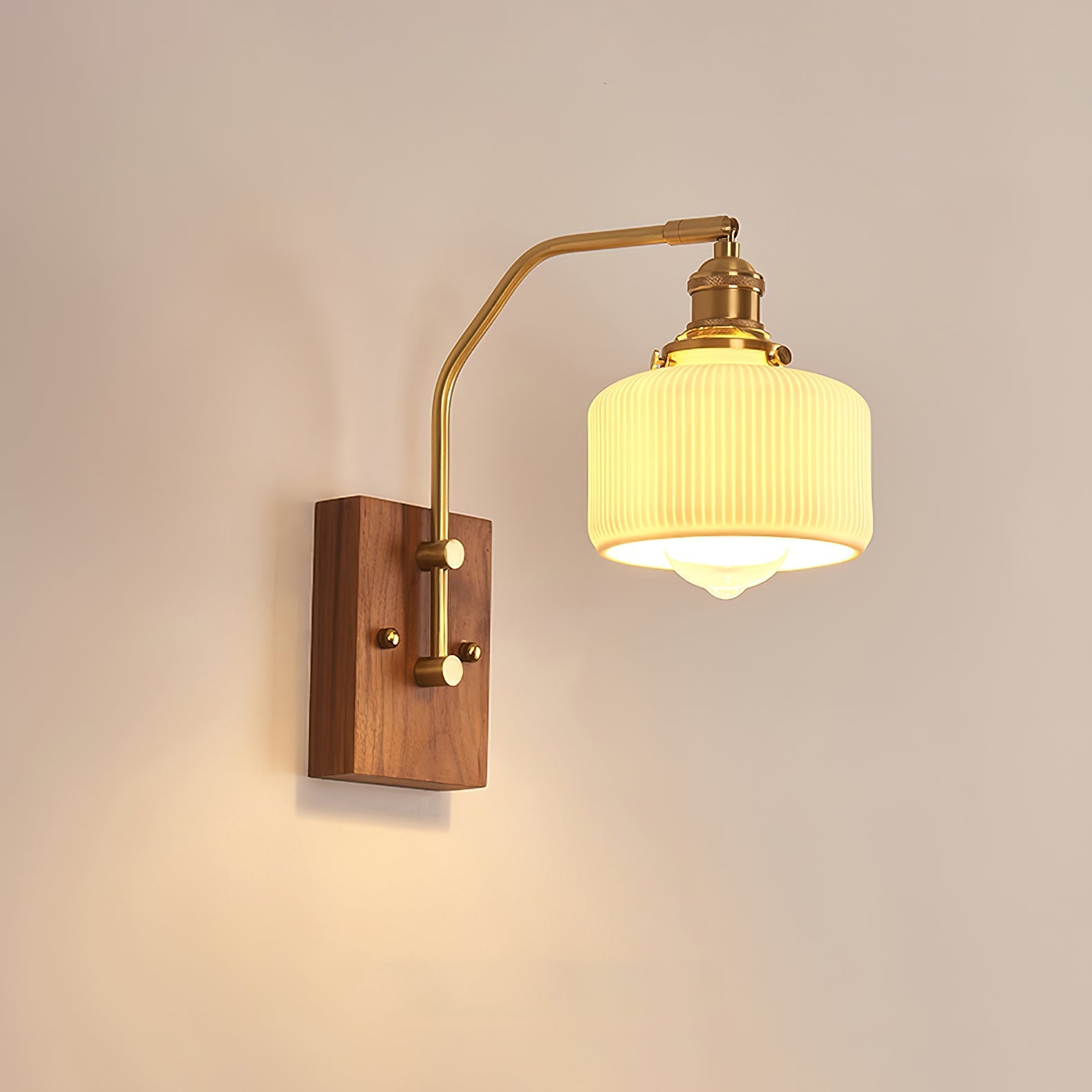 Umeris Elegance Vintage Walnut Wall Lamp-Neutral Decor