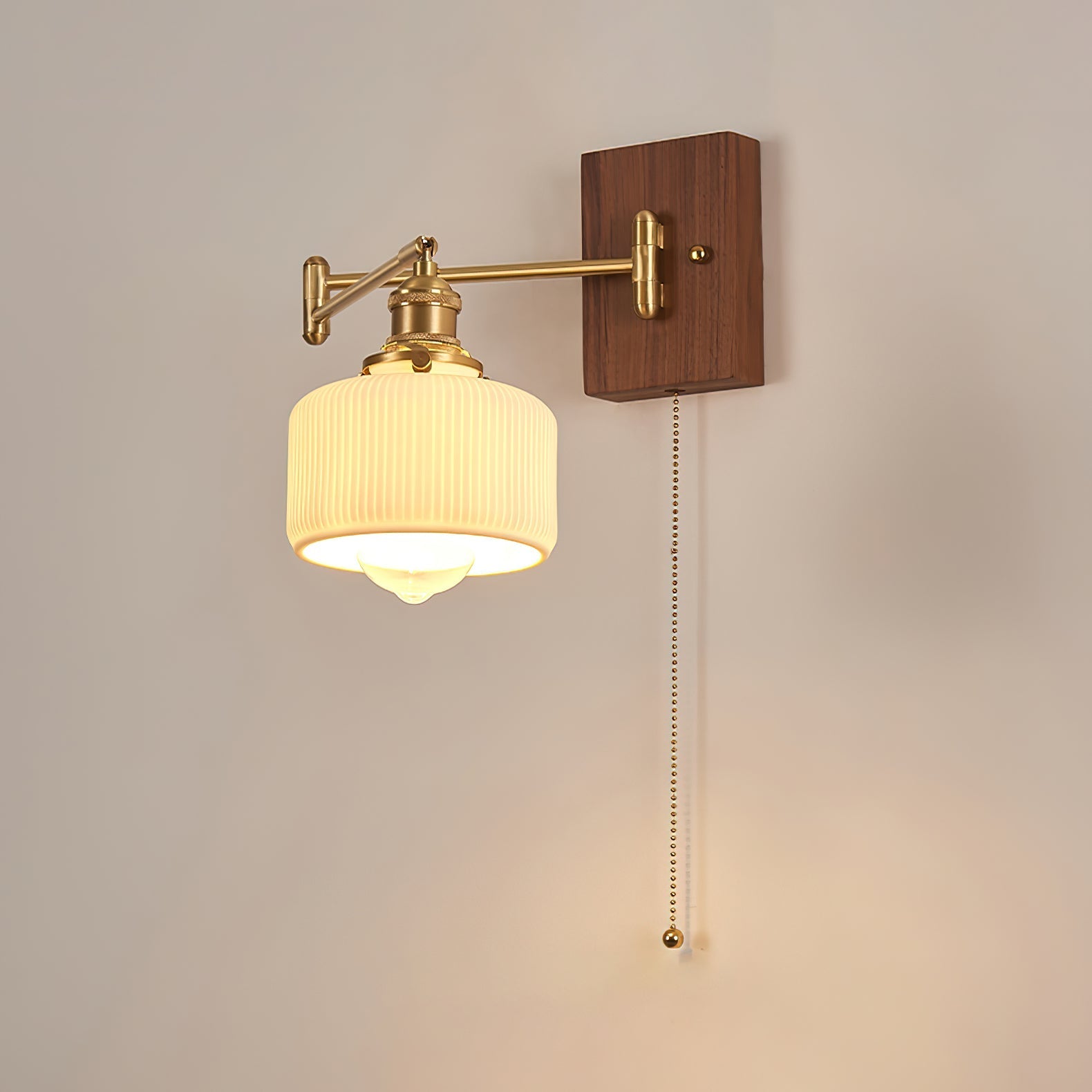 Umeris Elegance Vintage Walnut Wall Lamp-Neutral Decor