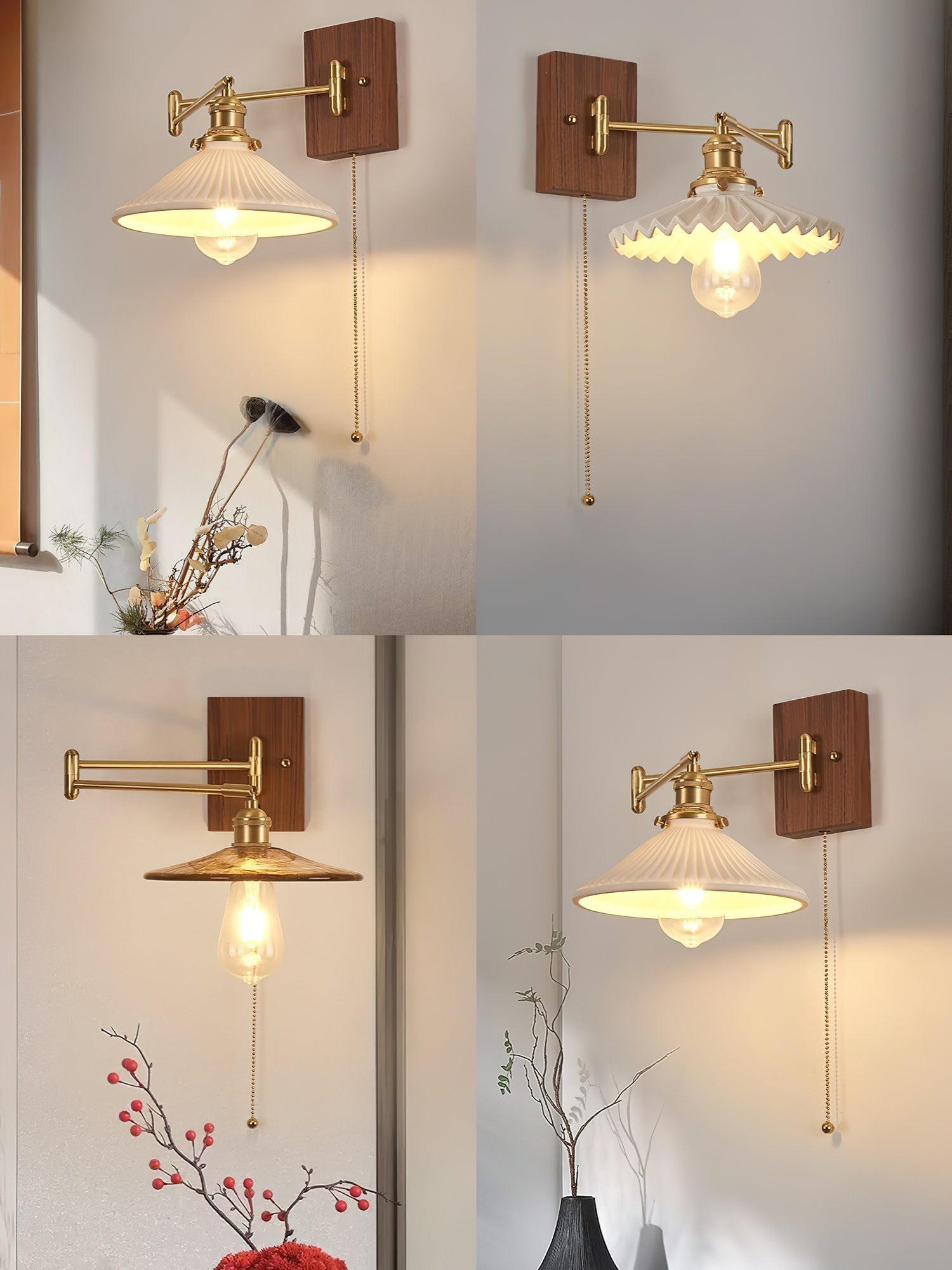 Umeris Elegance Vintage Walnut Wall Lamp-Neutral Decor