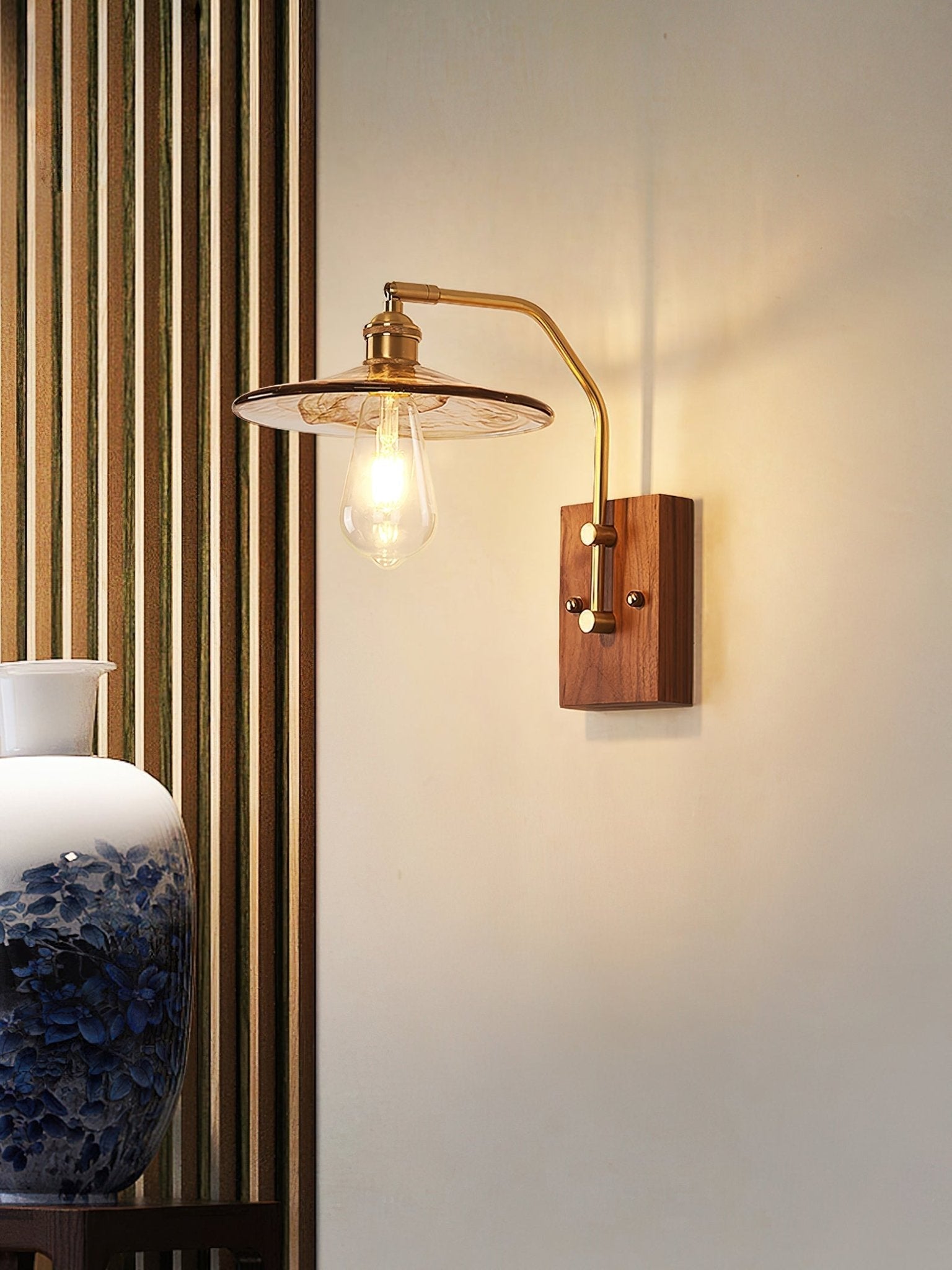 Umeris Elegance Vintage Walnut Wall Lamp-Neutral Decor