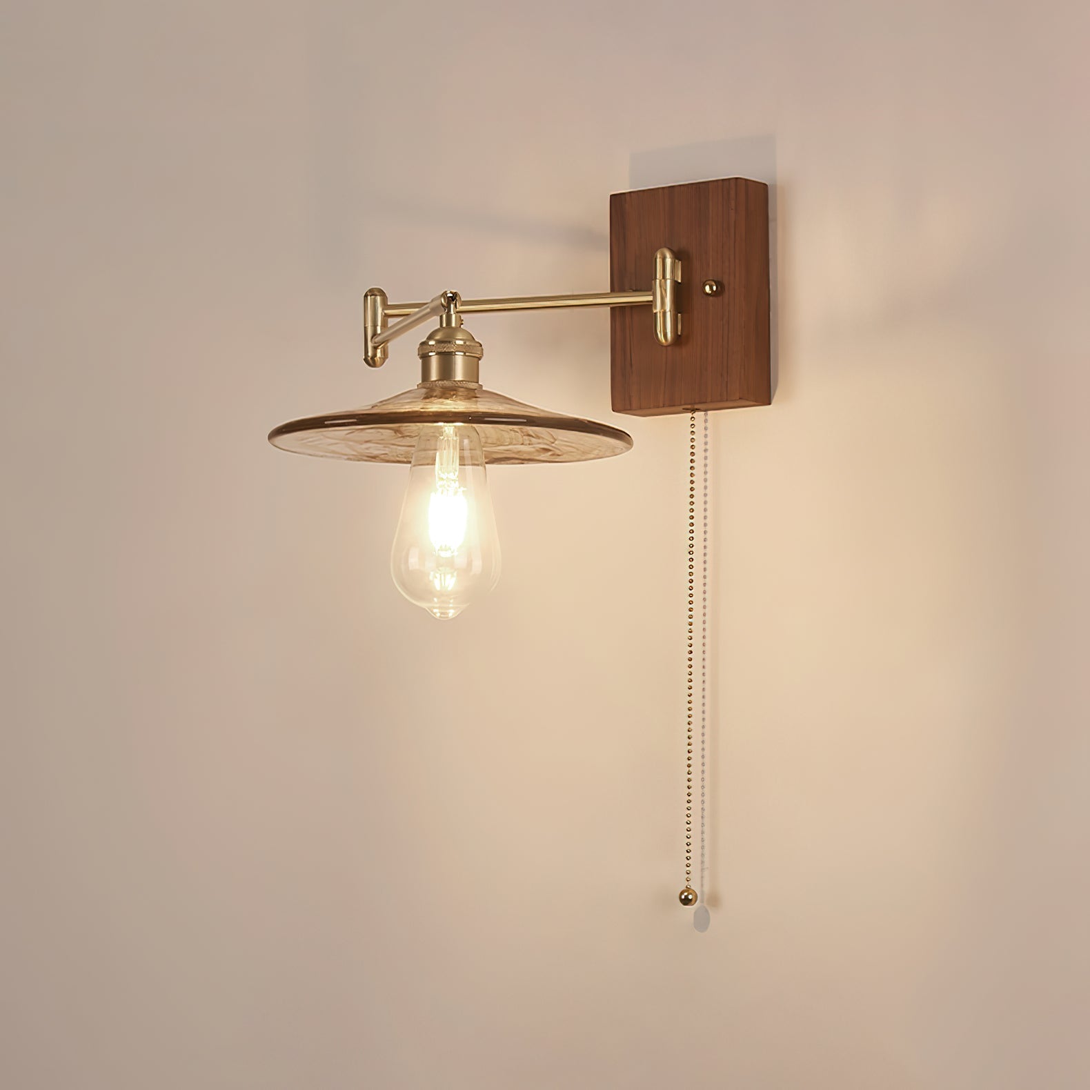 Umeris Elegance Vintage Walnut Wall Lamp-Neutral Decor