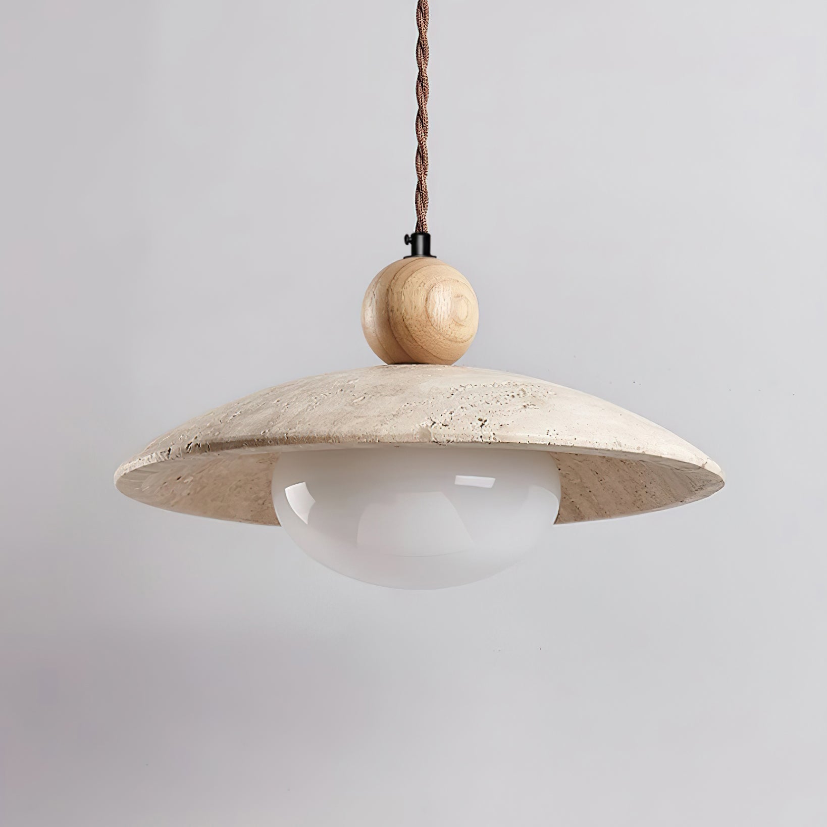 Travaro Travertine Pendant Light with Wooden Accent