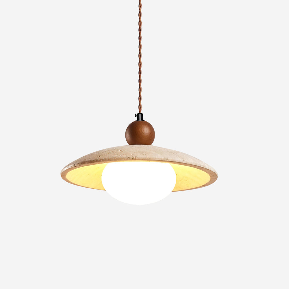 Travaro Travertine Pendant Light with Wooden Accent