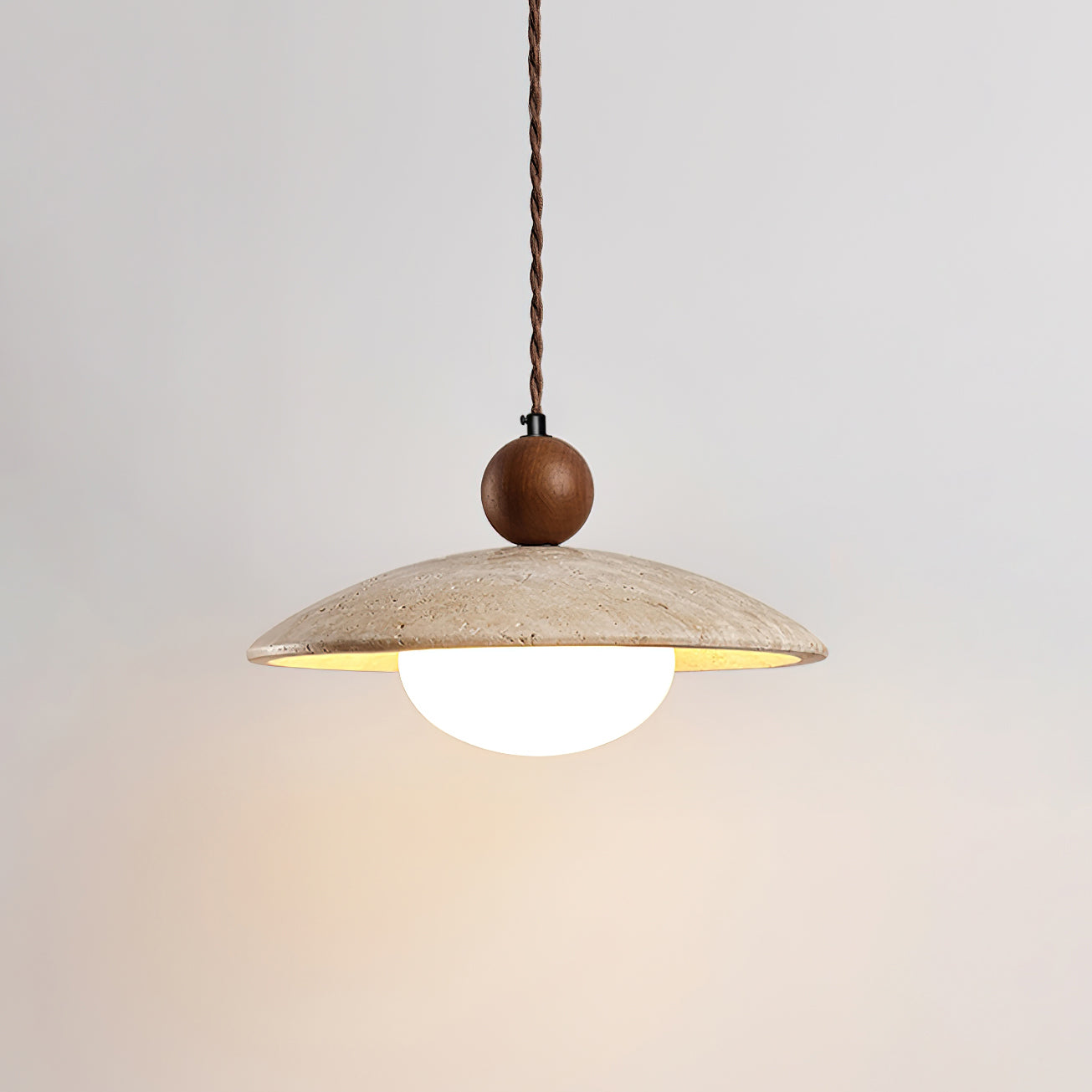 Travaro Travertine Pendant Light with Wooden Accent