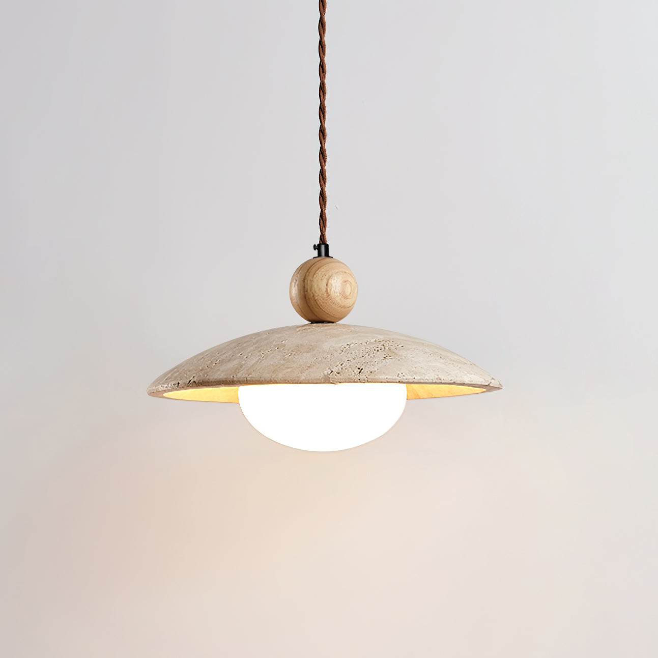 Travaro Travertine Pendant Light with Wooden Accent