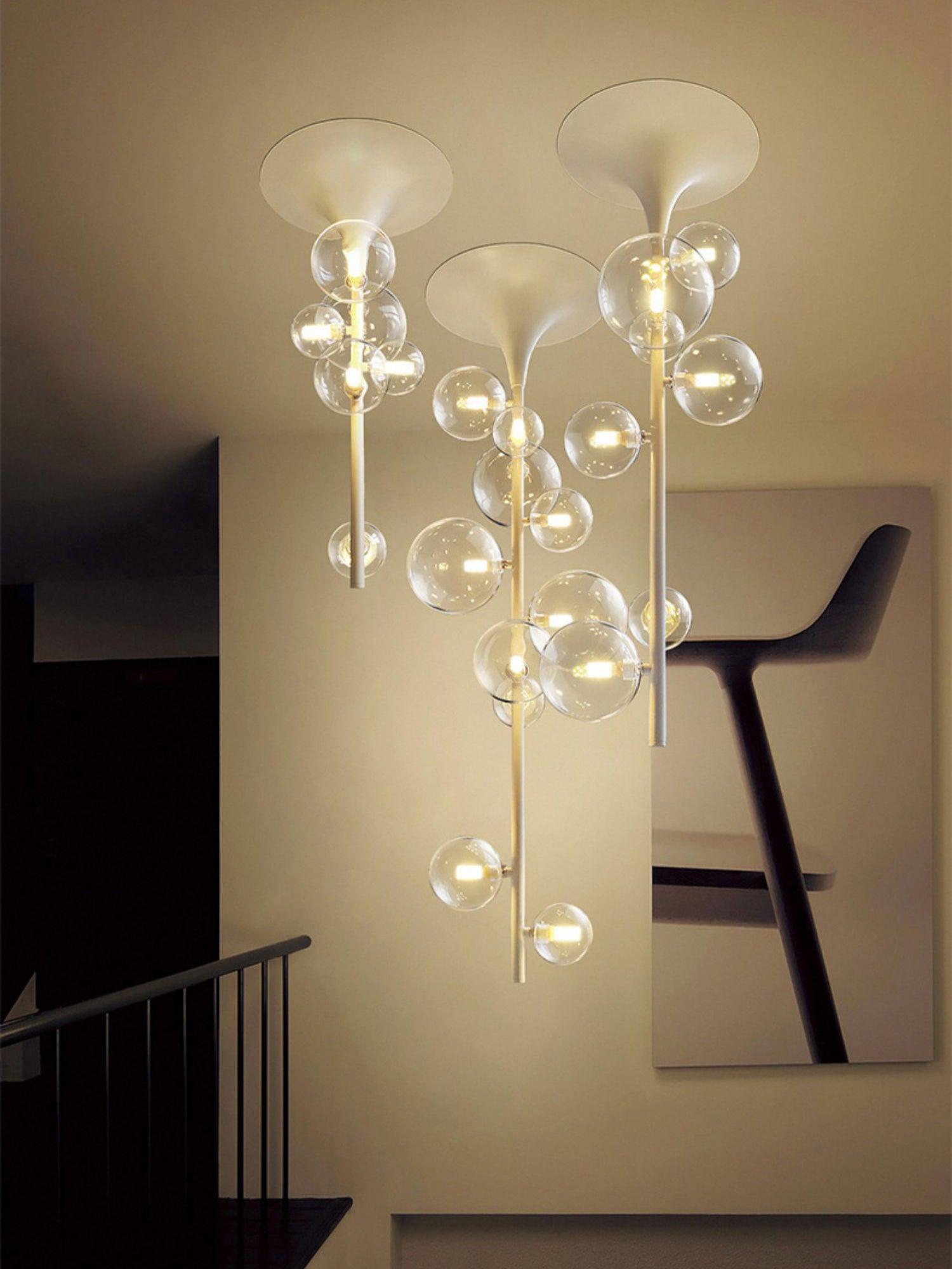 Lustra Pendant Light Brass Glass Cascading for Hallway-Neutral Decor