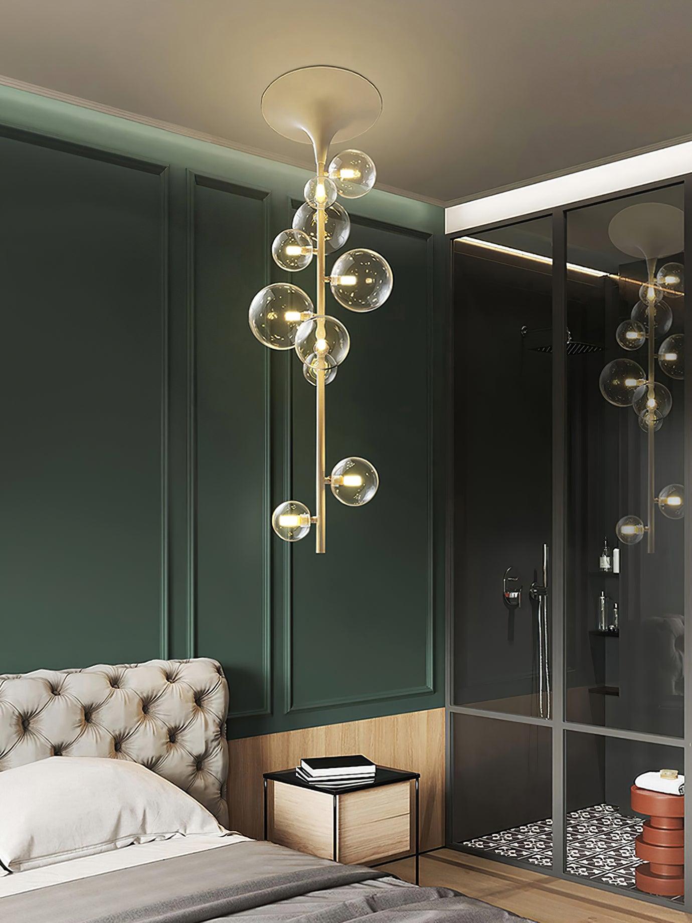 Lustra Pendant Light Brass Glass Cascading for Hallway-Neutral Decor