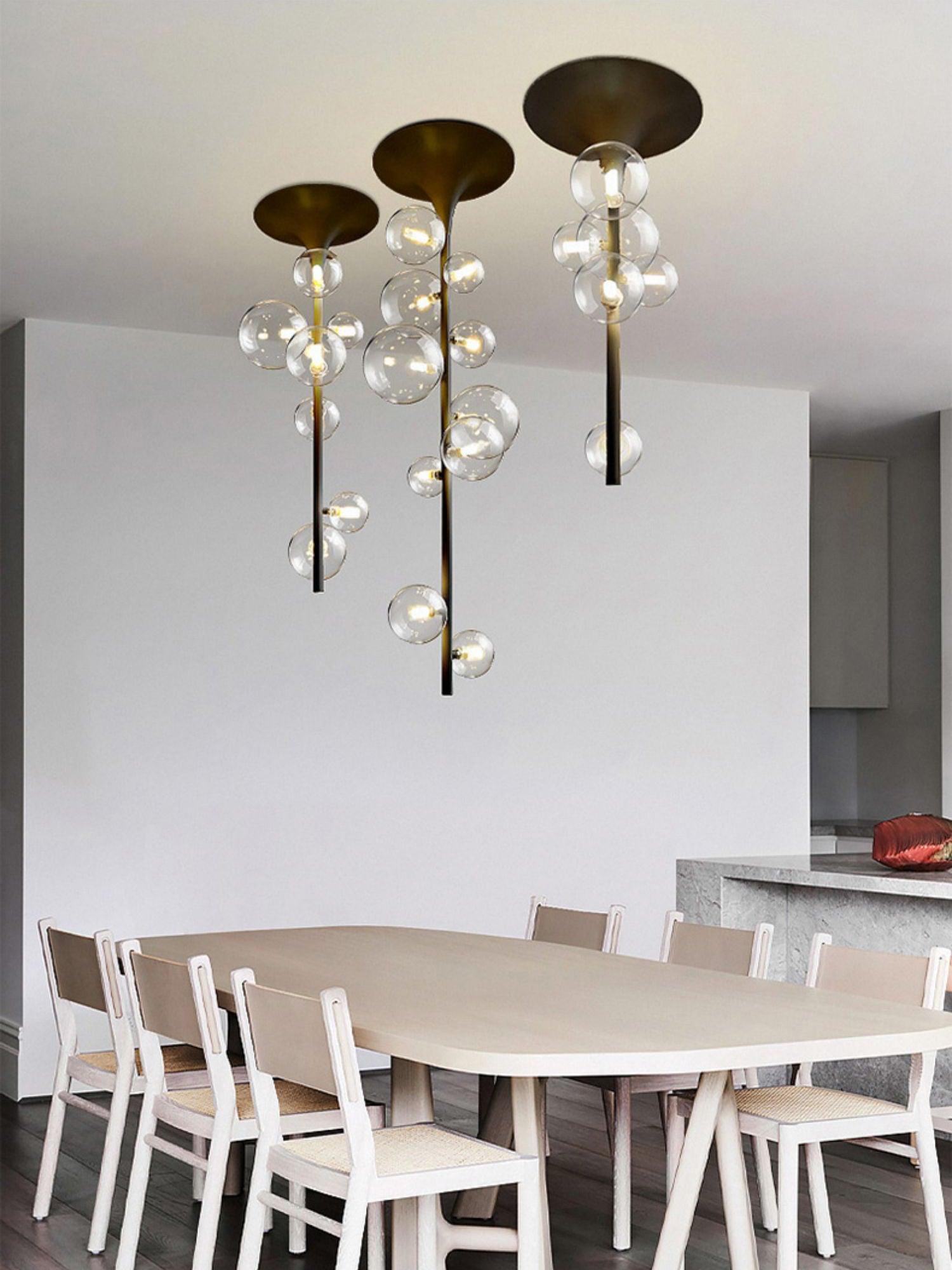 Lustra Pendant Light Brass Glass Cascading for Hallway-Neutral Decor