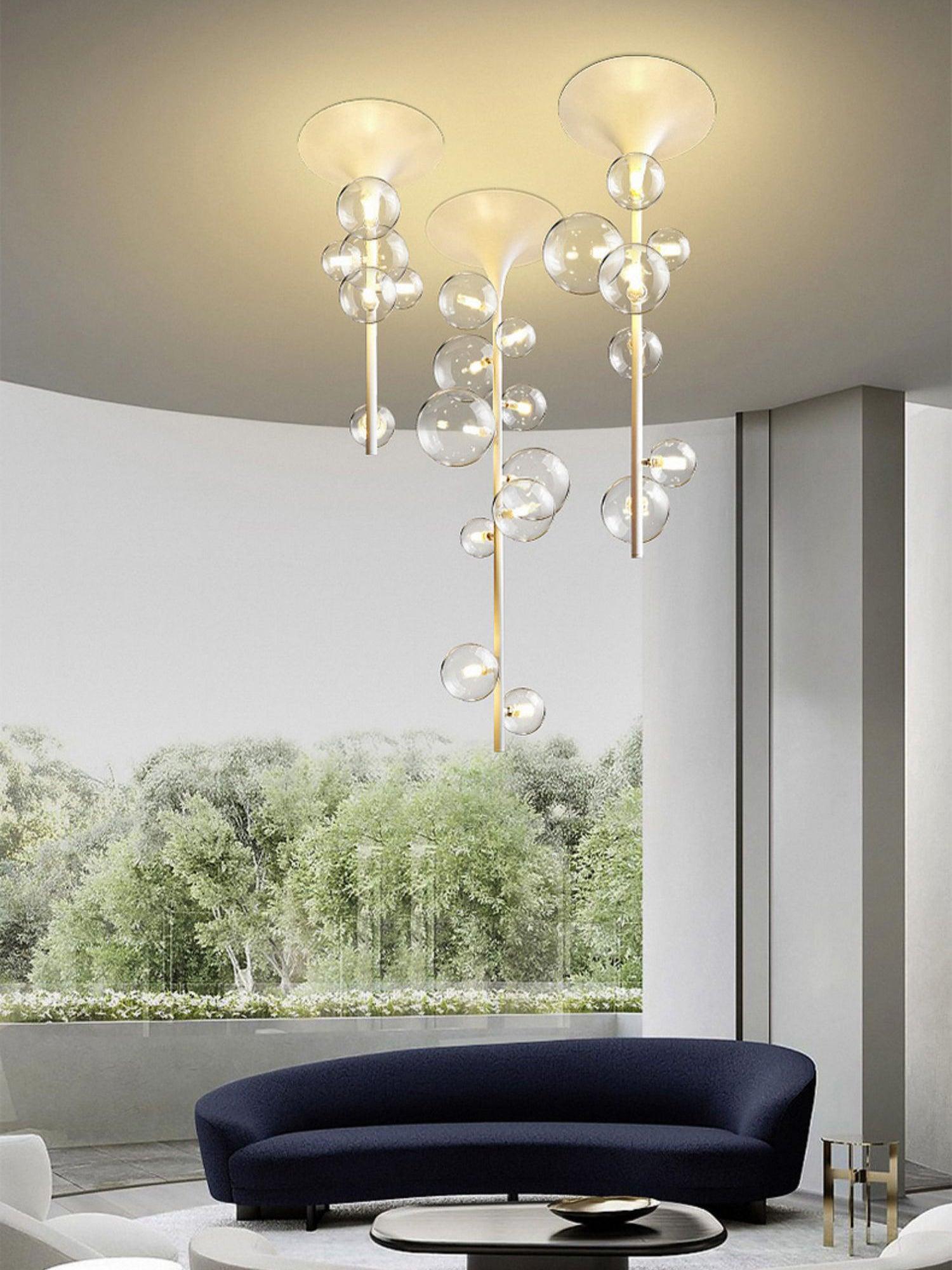 Lustra Pendant Light Brass Glass Cascading for Hallway-Neutral Decor