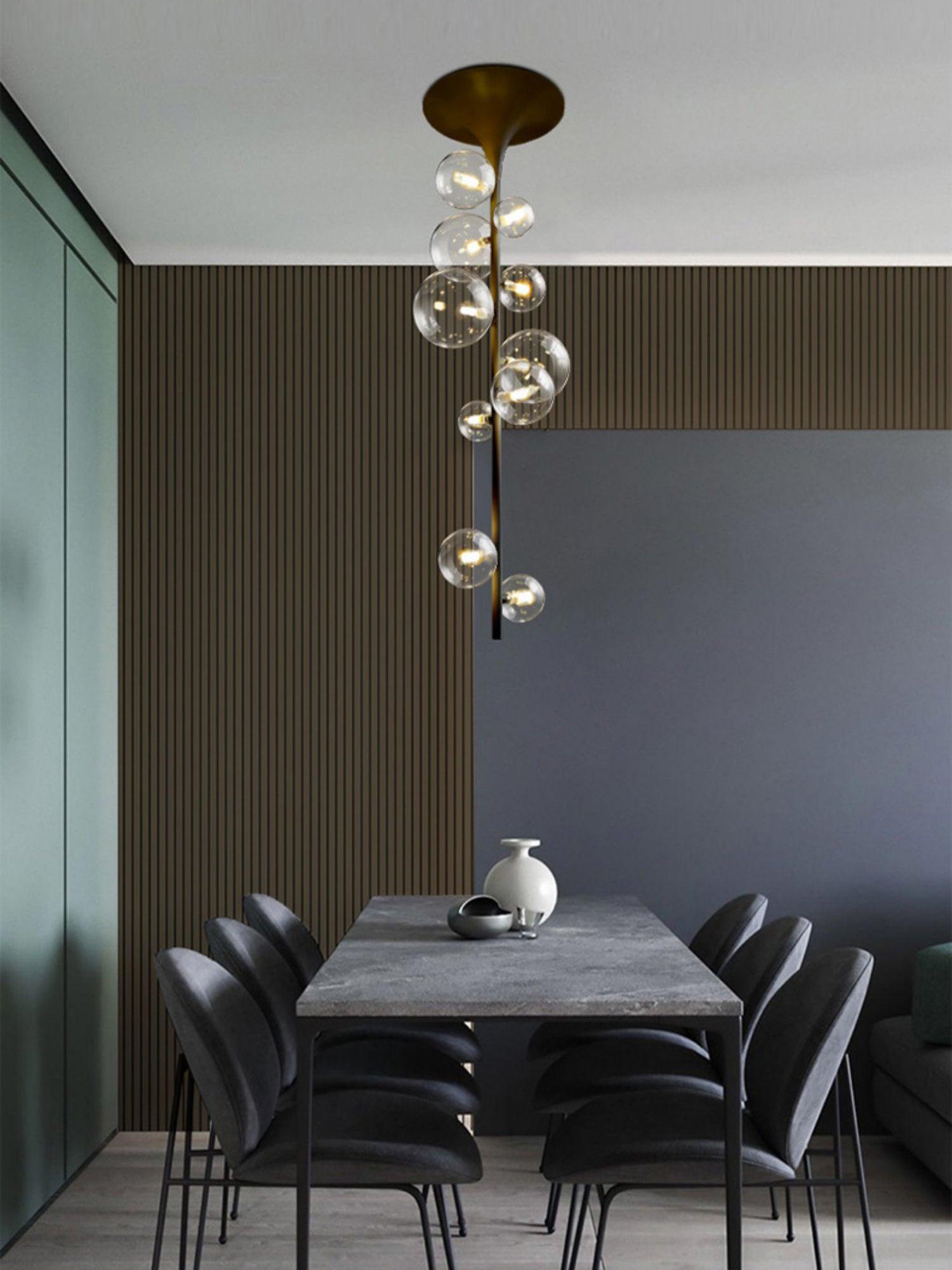 Lustra Pendant Light Brass Glass Cascading for Hallway-Neutral Decor