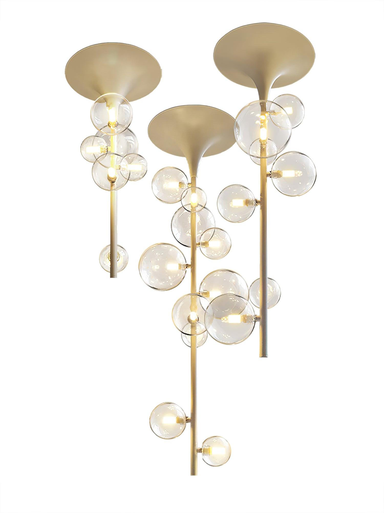 Lustra Pendant Light Brass Glass Cascading for Hallway-Neutral Decor