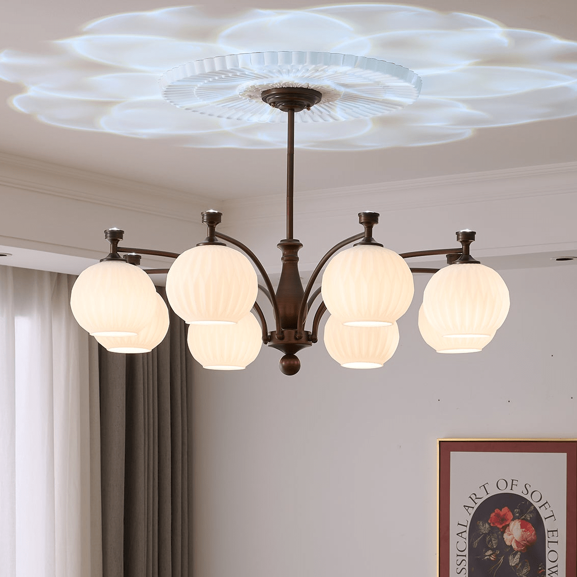 Vaslen Chandelier Orb Frosted Vintage-Neutral Decor