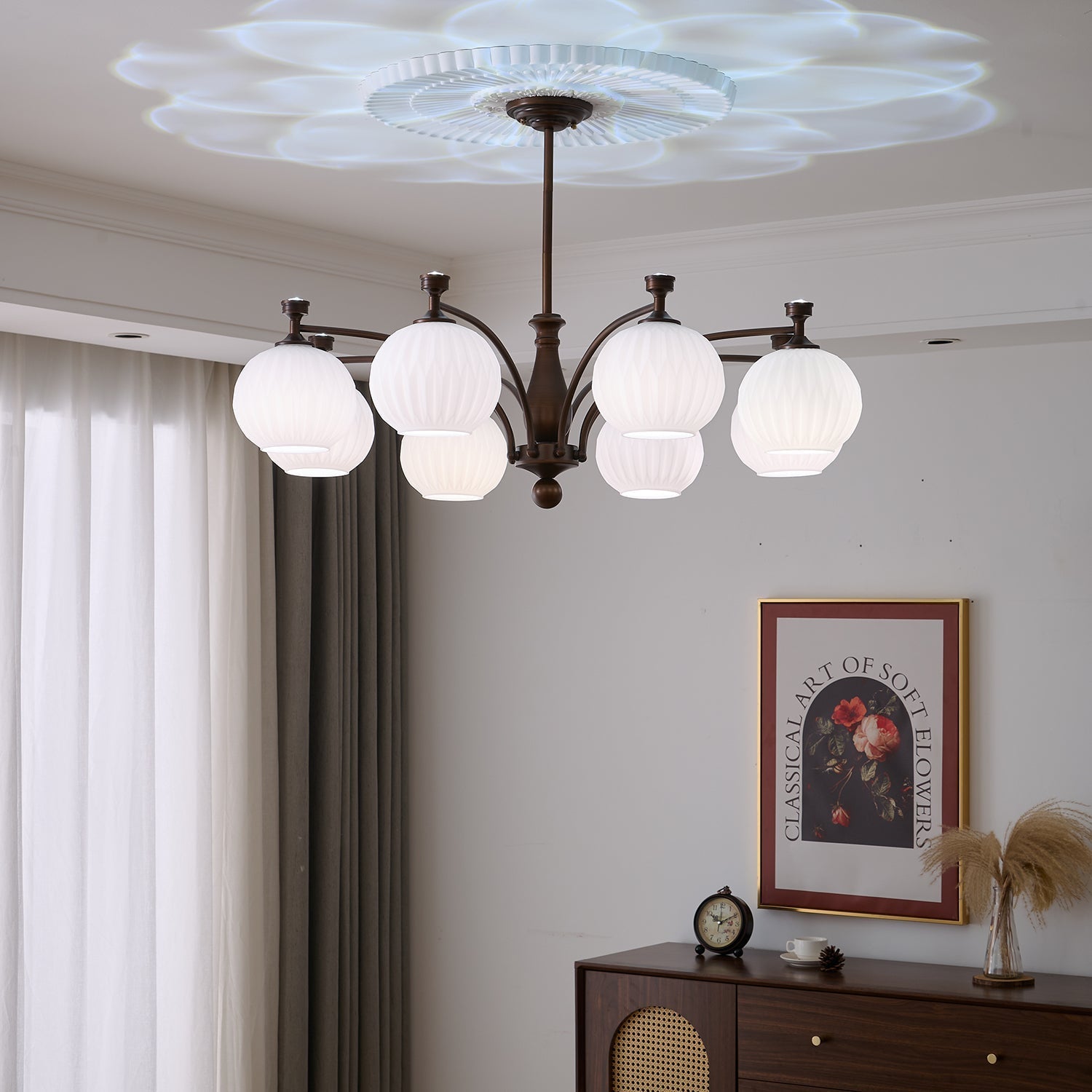 Vaslen Chandelier Orb Frosted Vintage-Neutral Decor