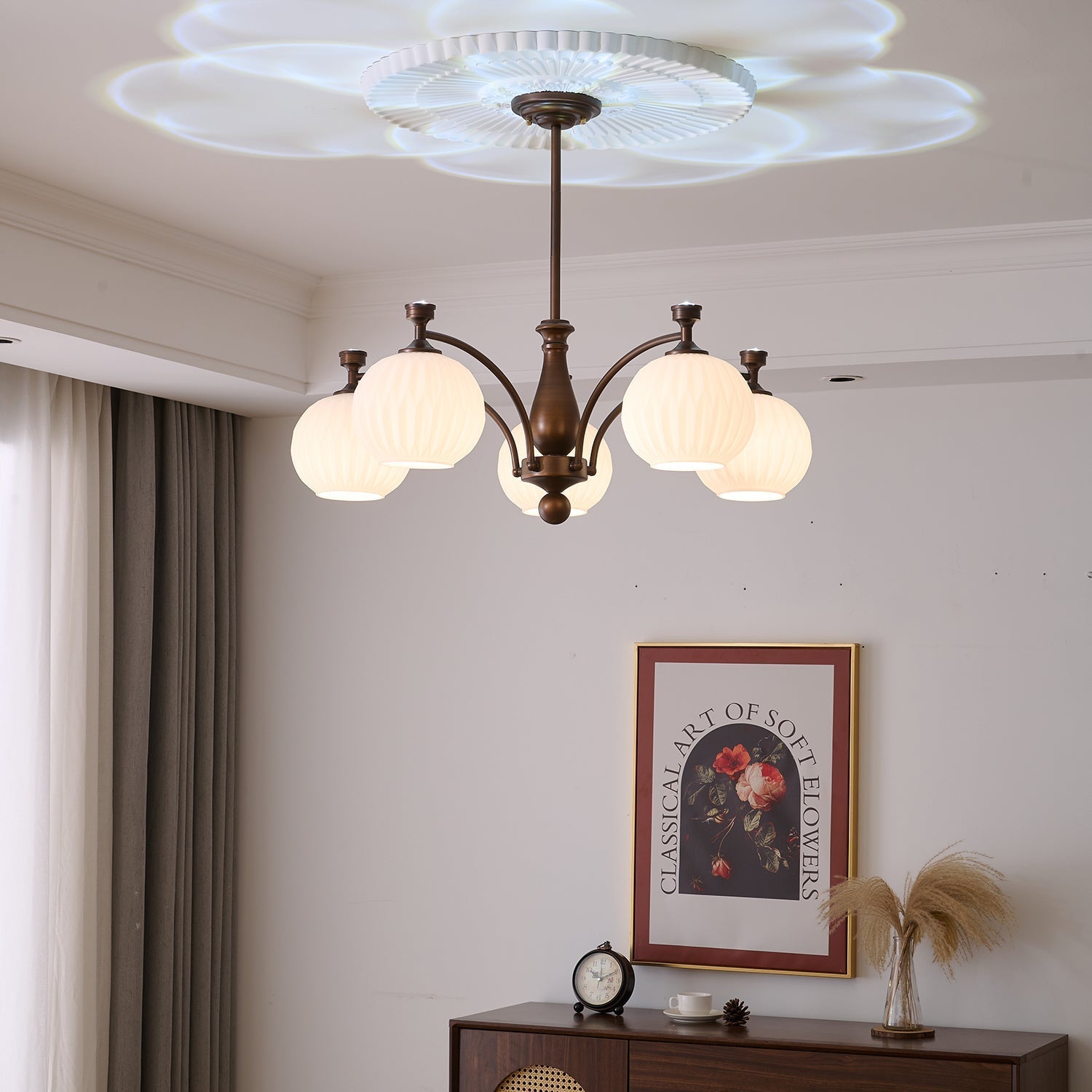 Vaslen Chandelier Orb Frosted Vintage-Neutral Decor
