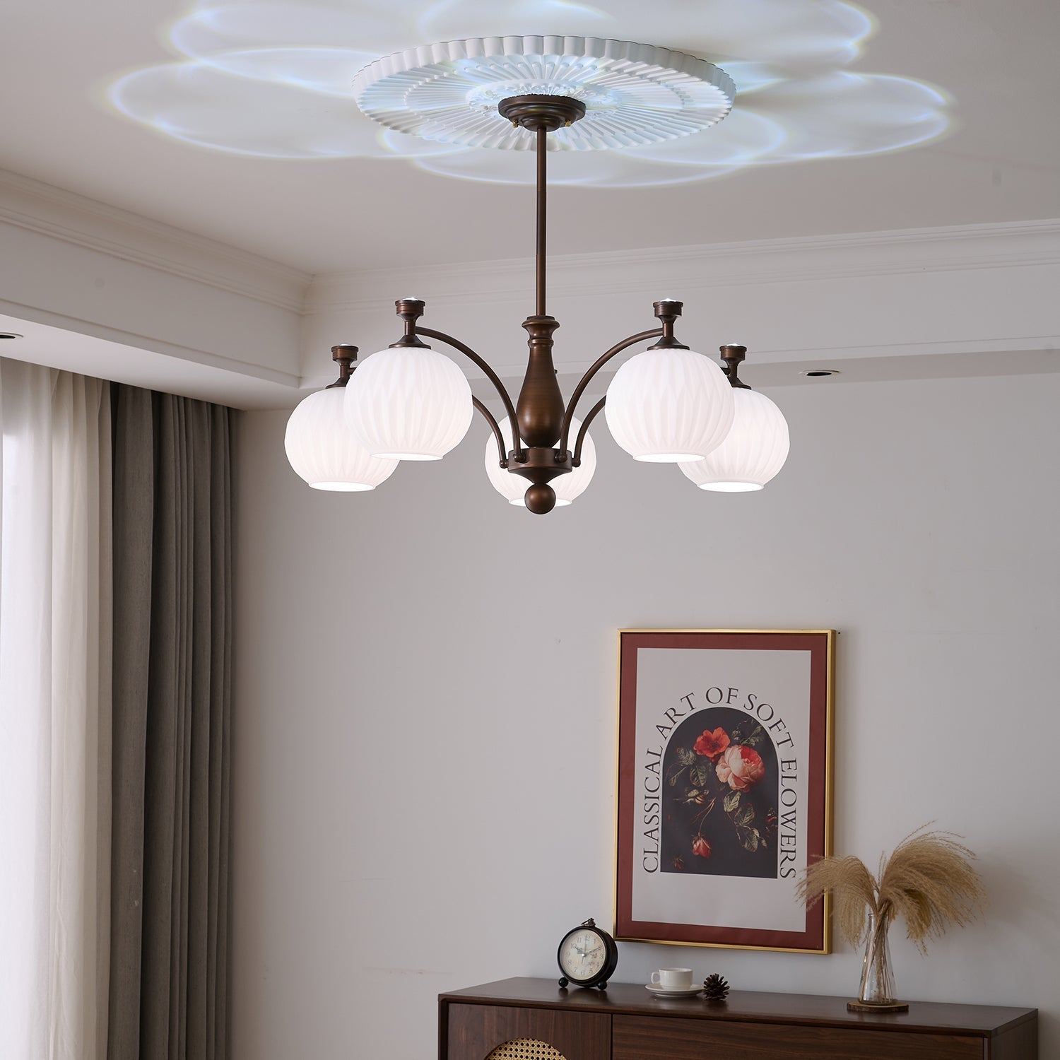 Vaslen Chandelier Orb Frosted Vintage-Neutral Decor