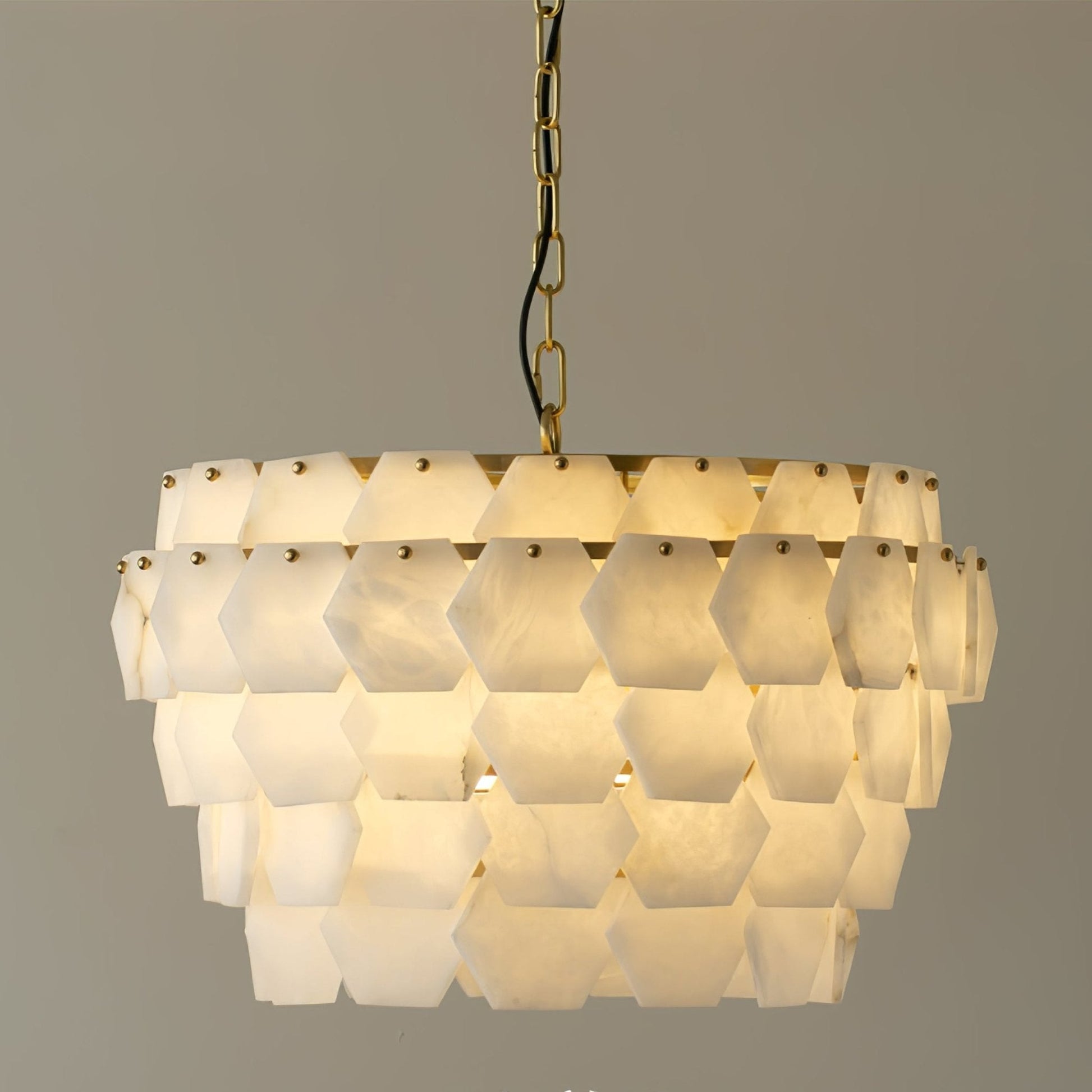 Evenaris Honeycomb Alabaster Chandelier-Neutral Decor