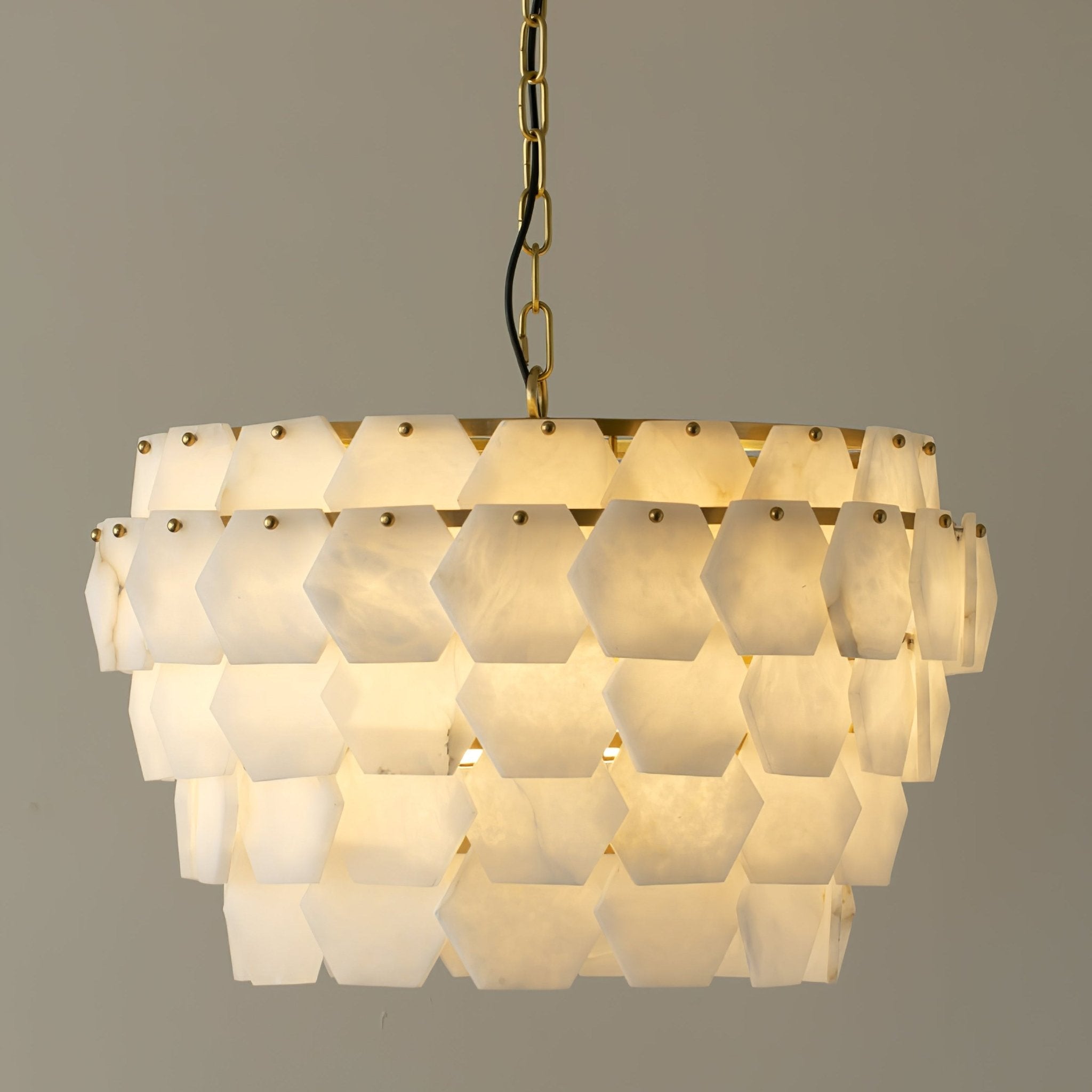 Evenaris Honeycomb Alabaster Chandelier-Neutral Decor