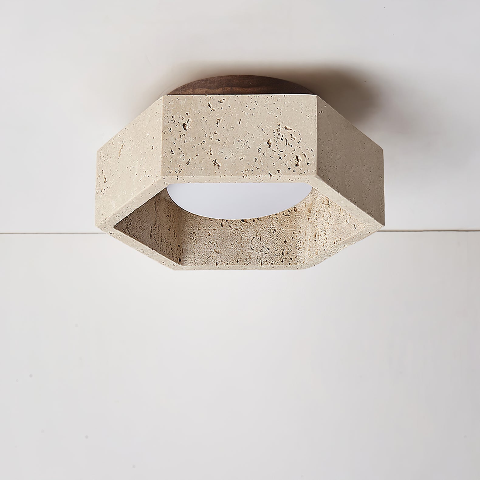 Hexara Travertine Ceiling Light-Neutral Decor