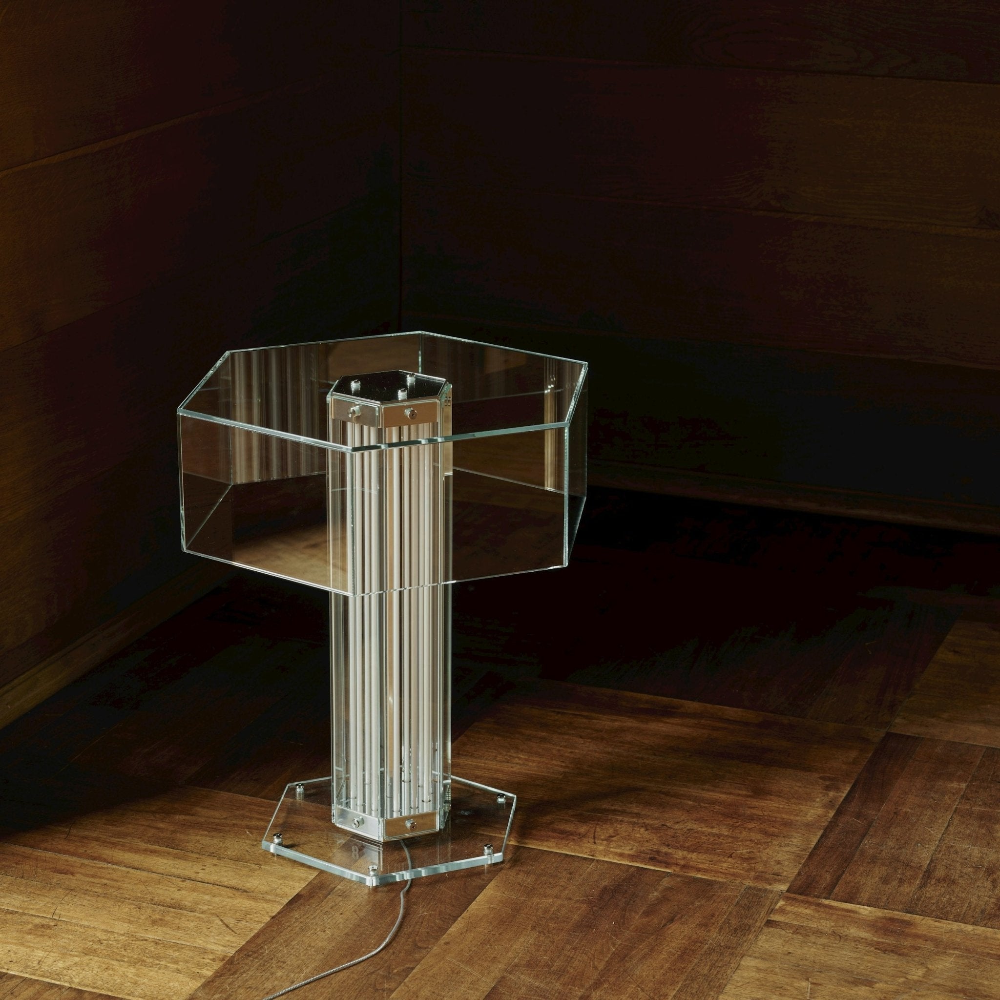 Hexagonal Glass Table Lamp-Neutral Decor