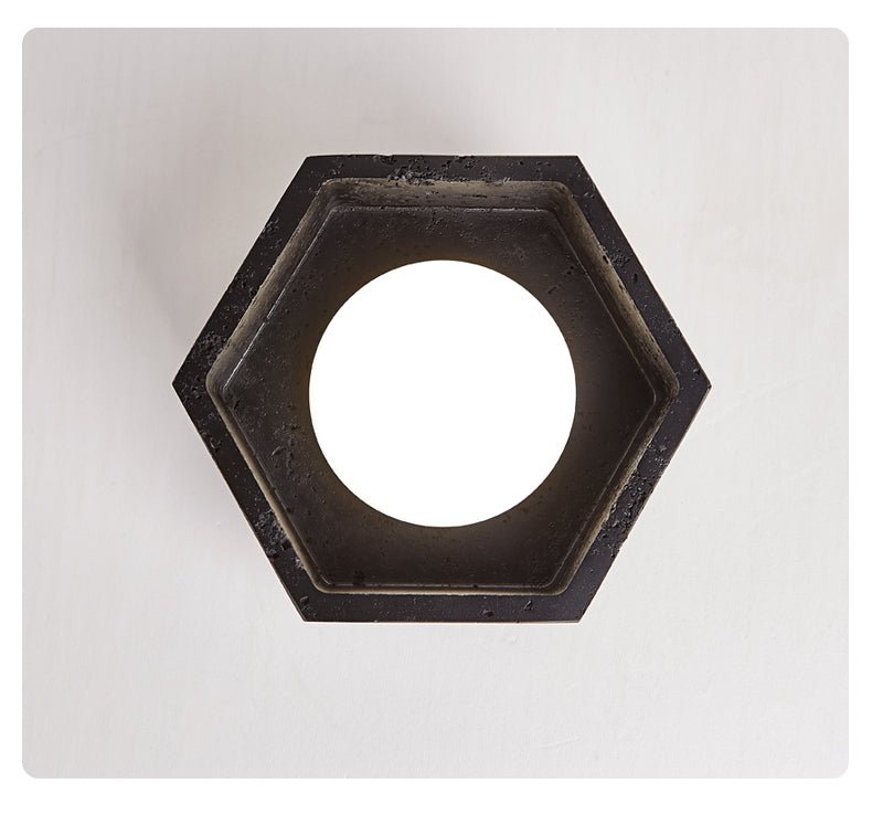 Yara Hexagon Black Travertine Ceiling Lamp-Neutral Decor