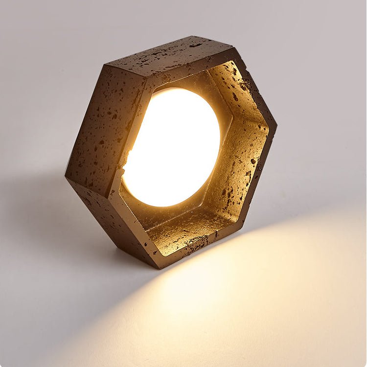Yara Hexagon Black Travertine Ceiling Lamp-Neutral Decor