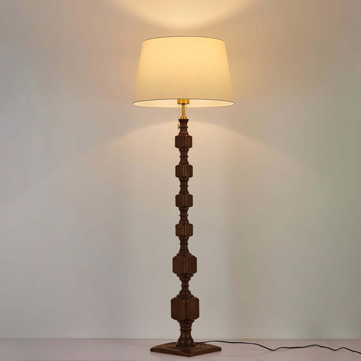 Vega Hexas Wood Floor Lamp-Neutral Decor