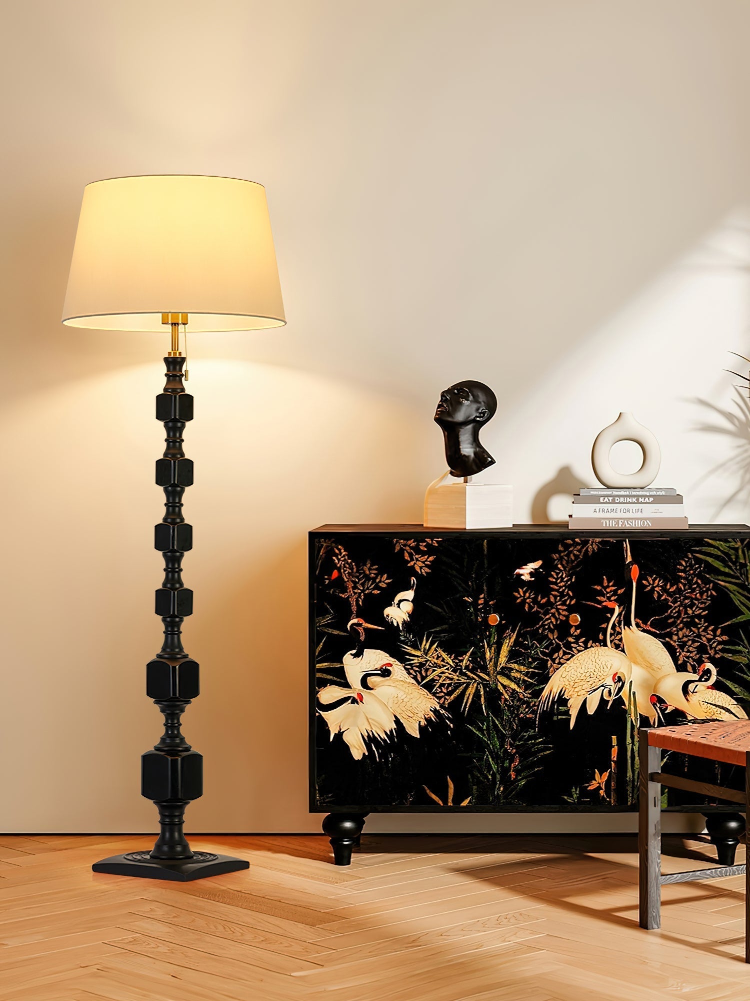 Vega Hexas Wood Floor Lamp-Neutral Decor
