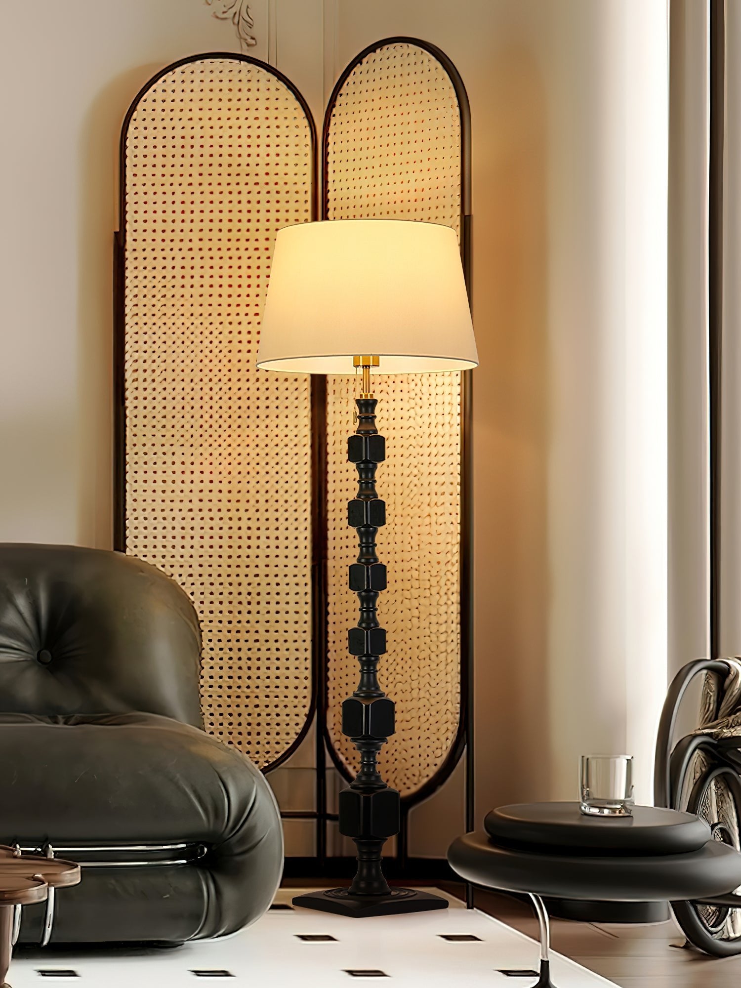 Vega Hexas Wood Floor Lamp-Neutral Decor