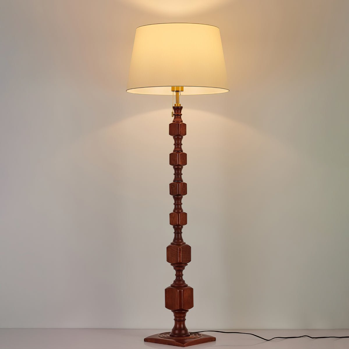 Vega Hexas Wood Floor Lamp-Neutral Decor