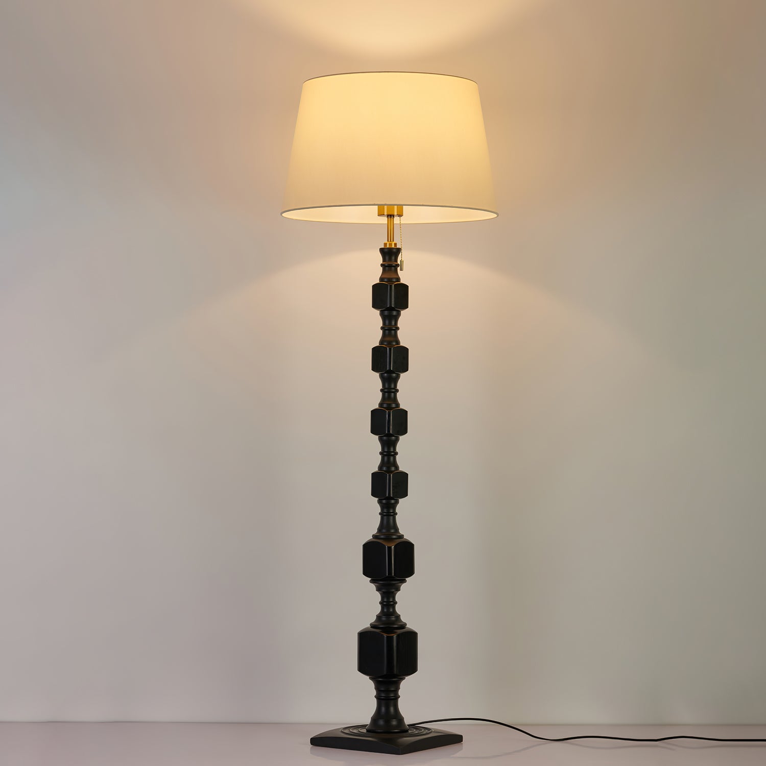 Vega Hexas Wood Floor Lamp-Neutral Decor