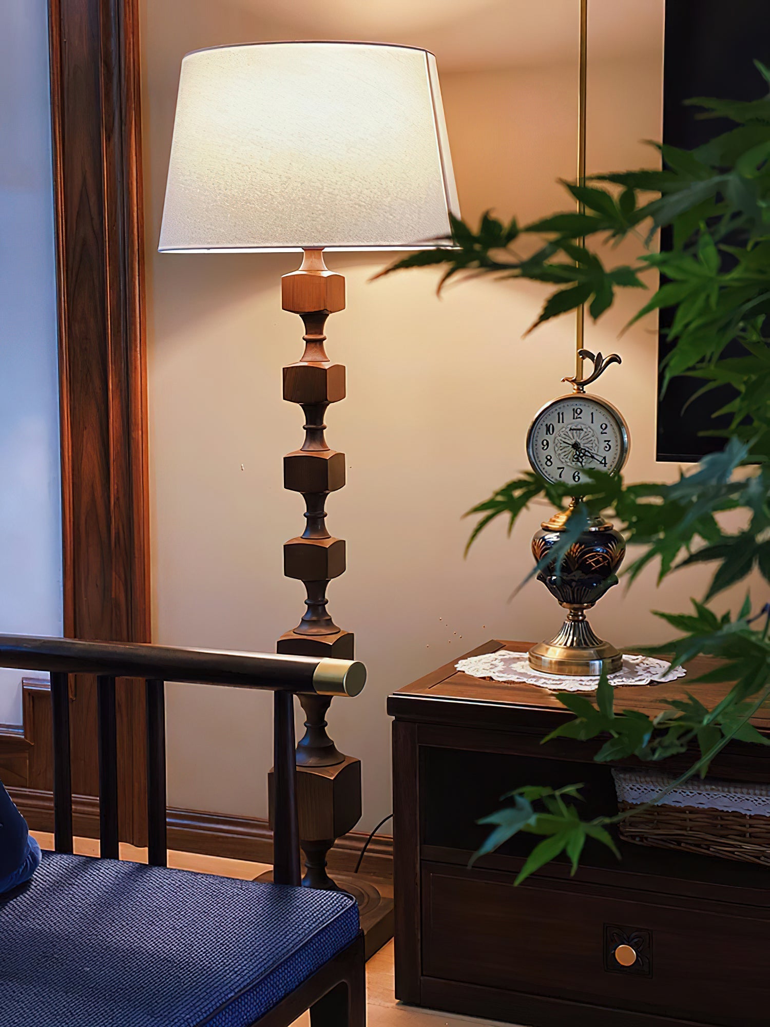 Vega Hexas Wood Floor Lamp-Neutral Decor