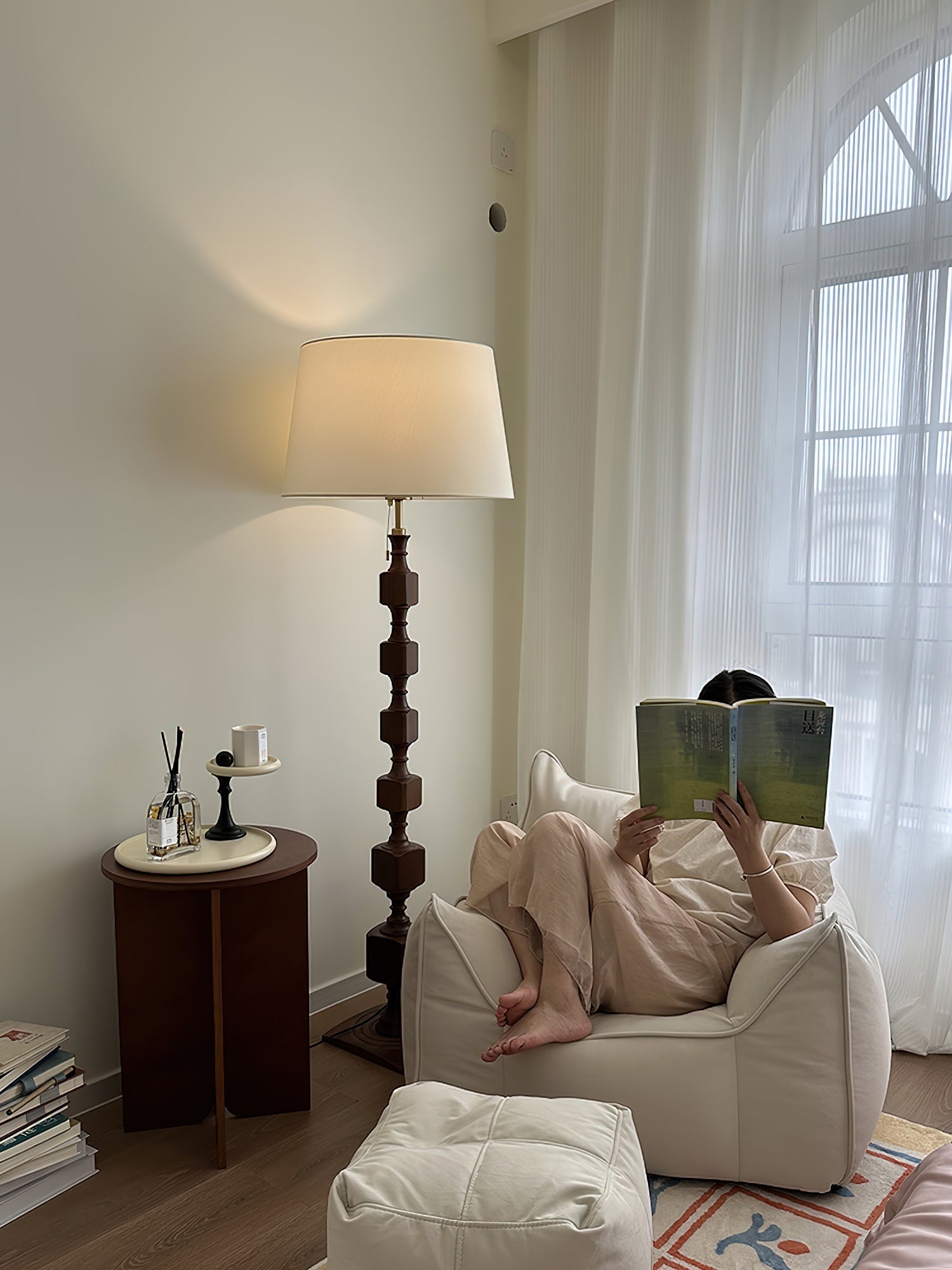 Vega Hexas Wood Floor Lamp-Neutral Decor