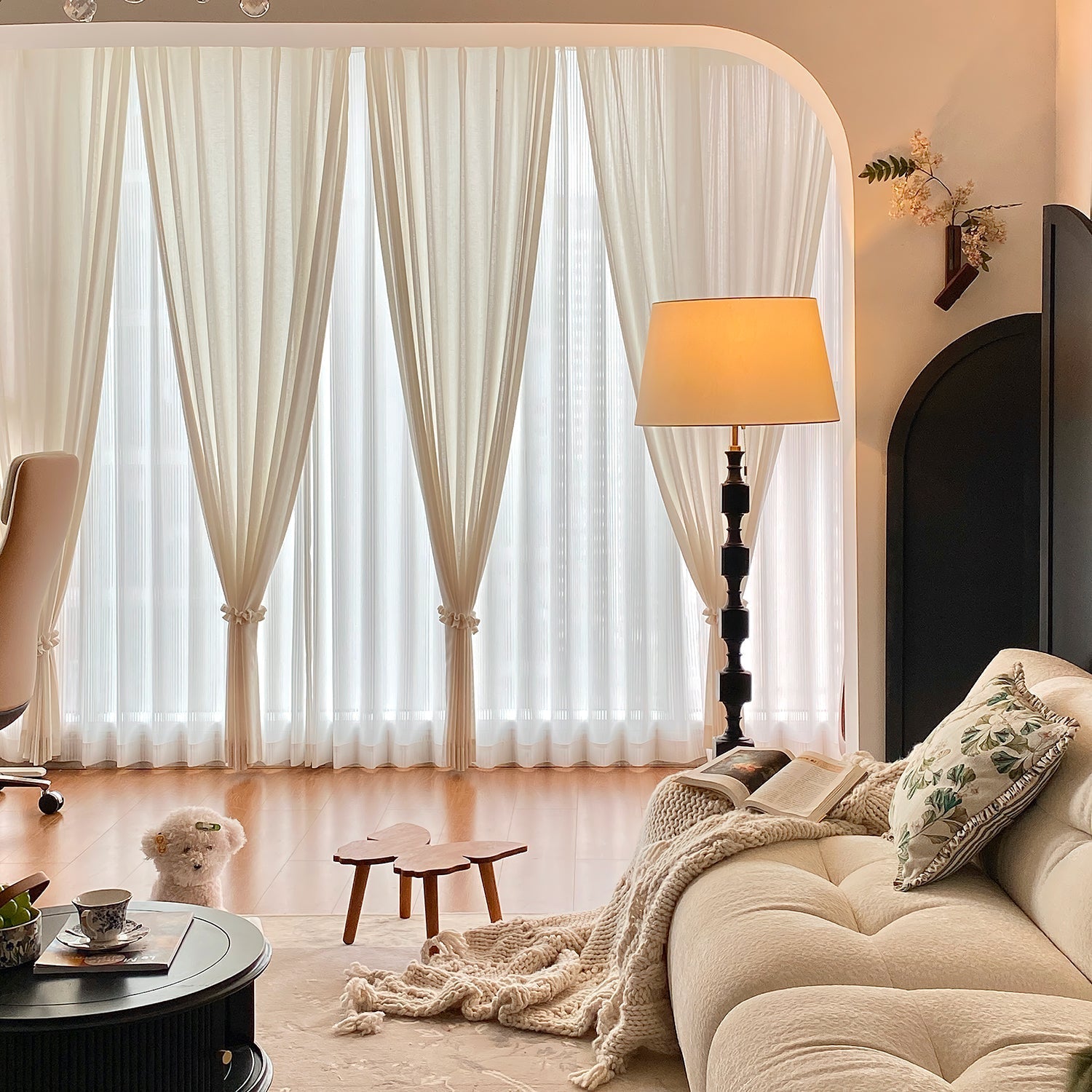 Vega Hexas Wood Floor Lamp-Neutral Decor
