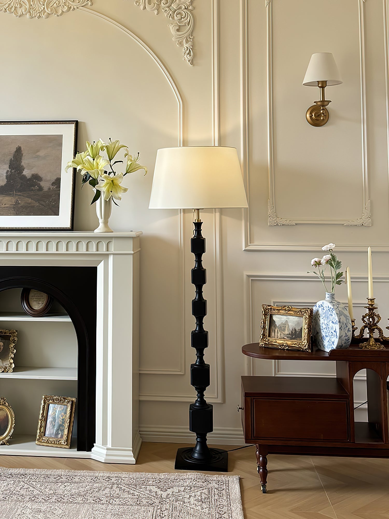 Vega Hexas Wood Floor Lamp-Neutral Decor