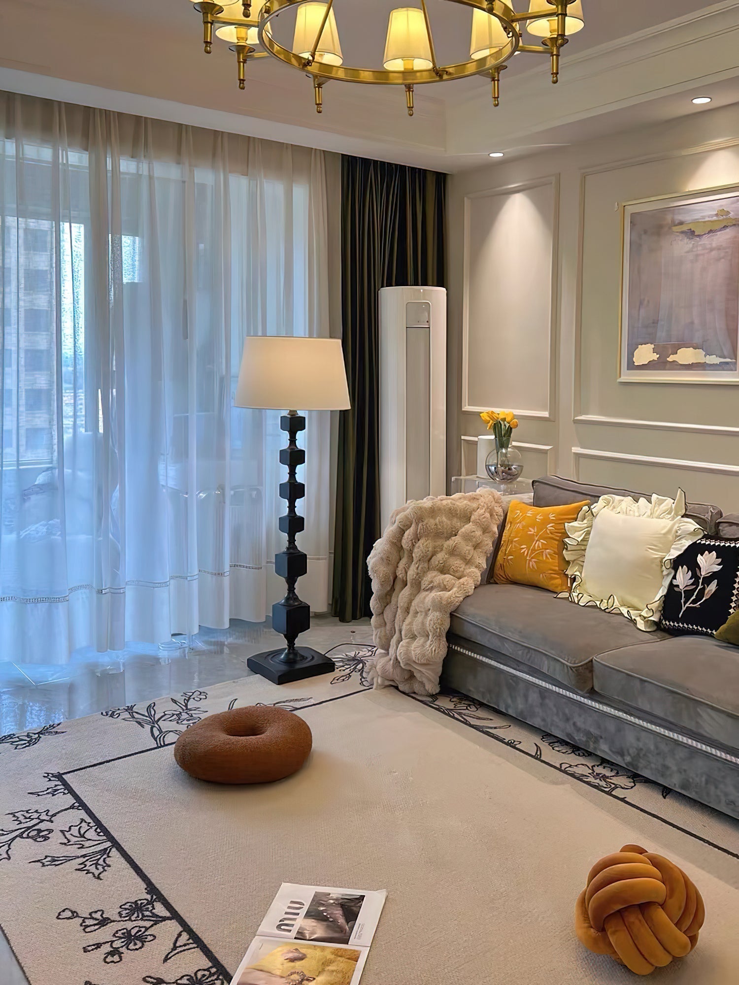 Vega Hexas Wood Floor Lamp-Neutral Decor