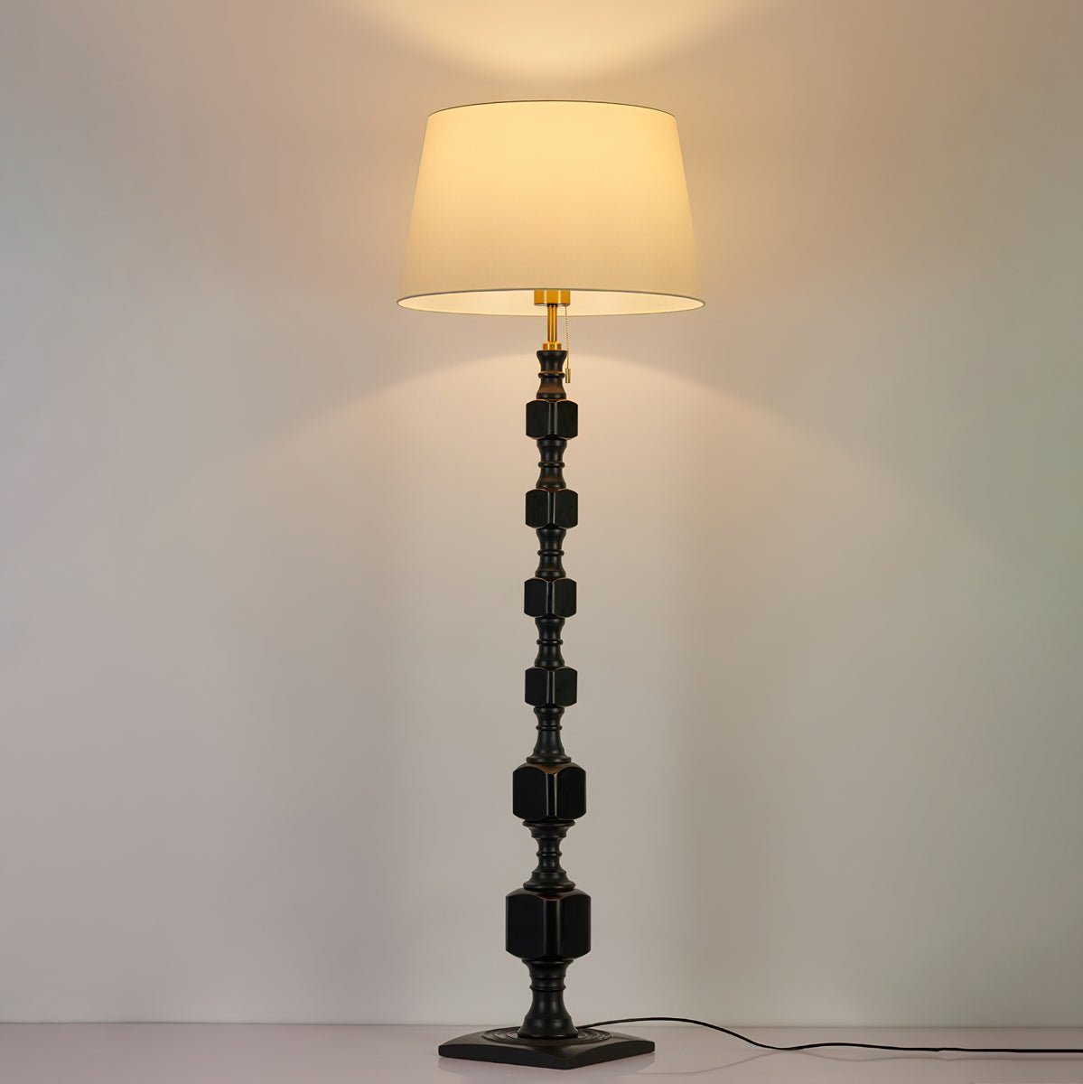 Vega Hexas Wood Floor Lamp-Neutral Decor