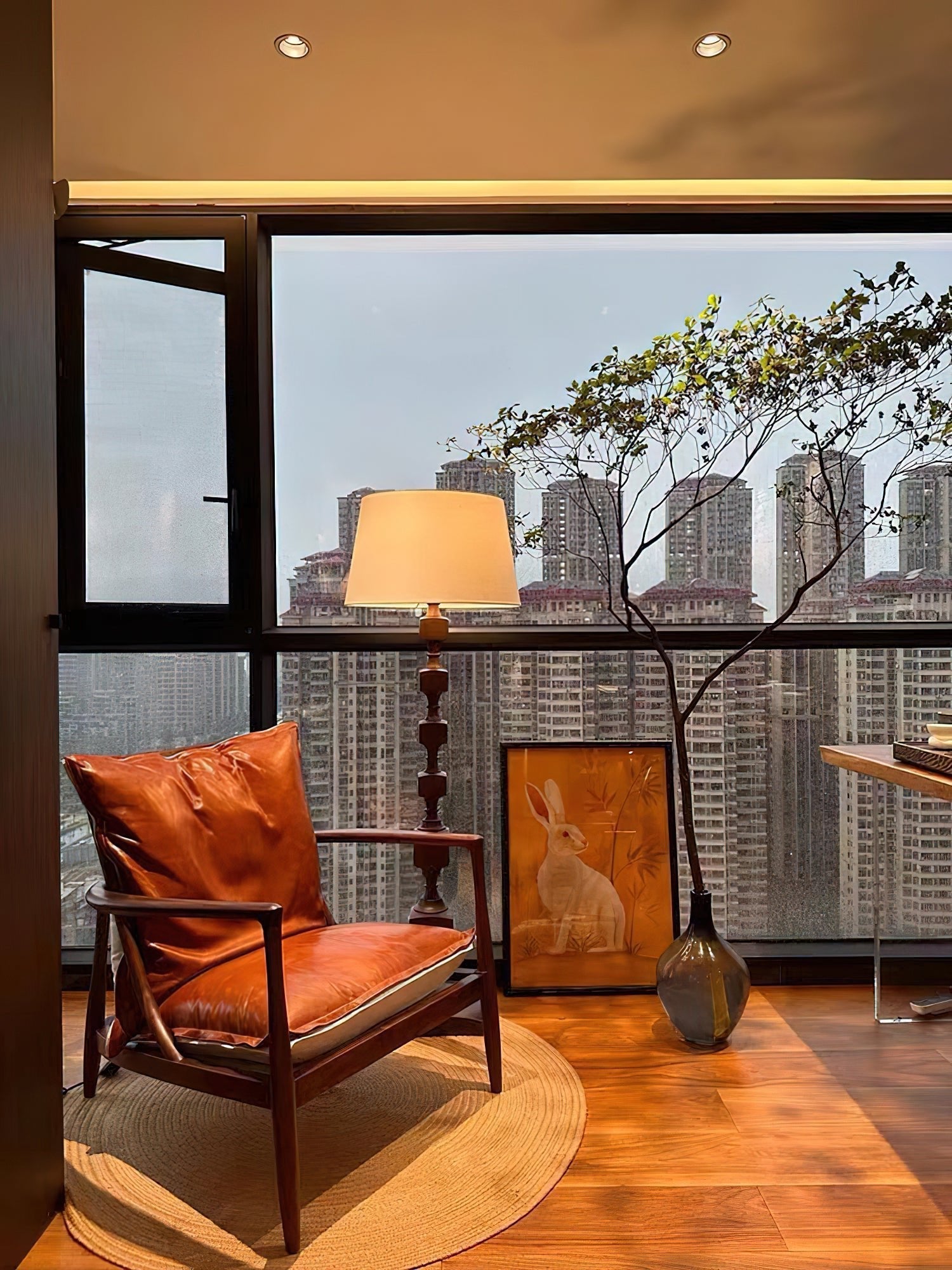 Vega Hexas Wood Floor Lamp-Neutral Decor