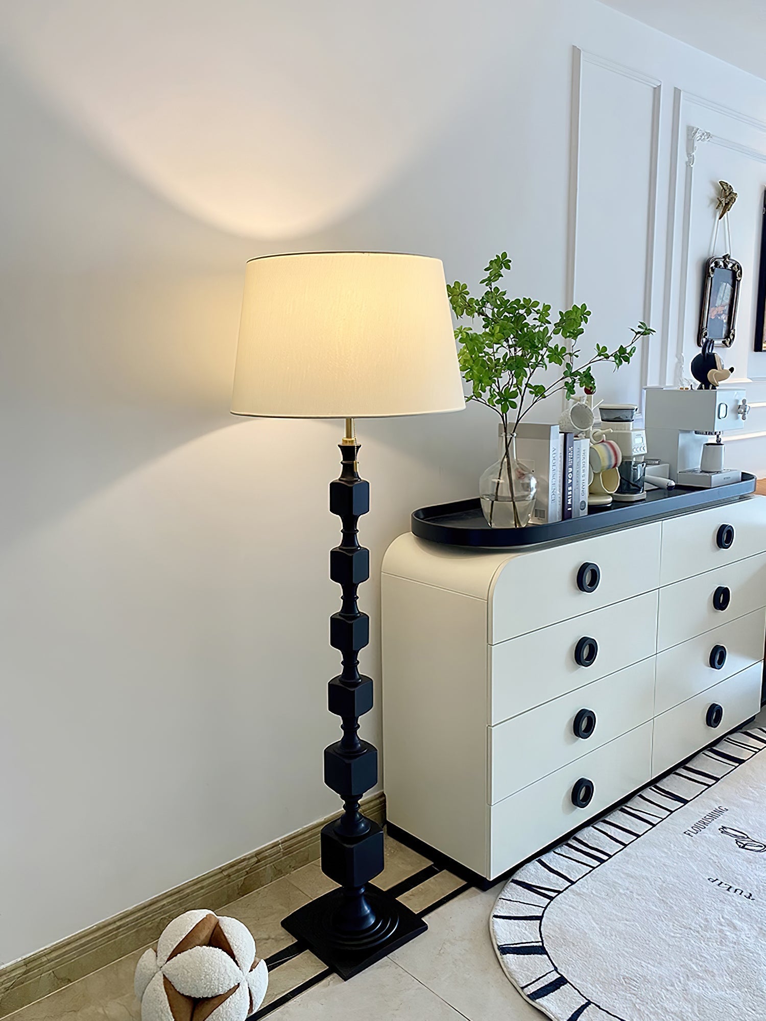 Vega Hexas Wood Floor Lamp-Neutral Decor